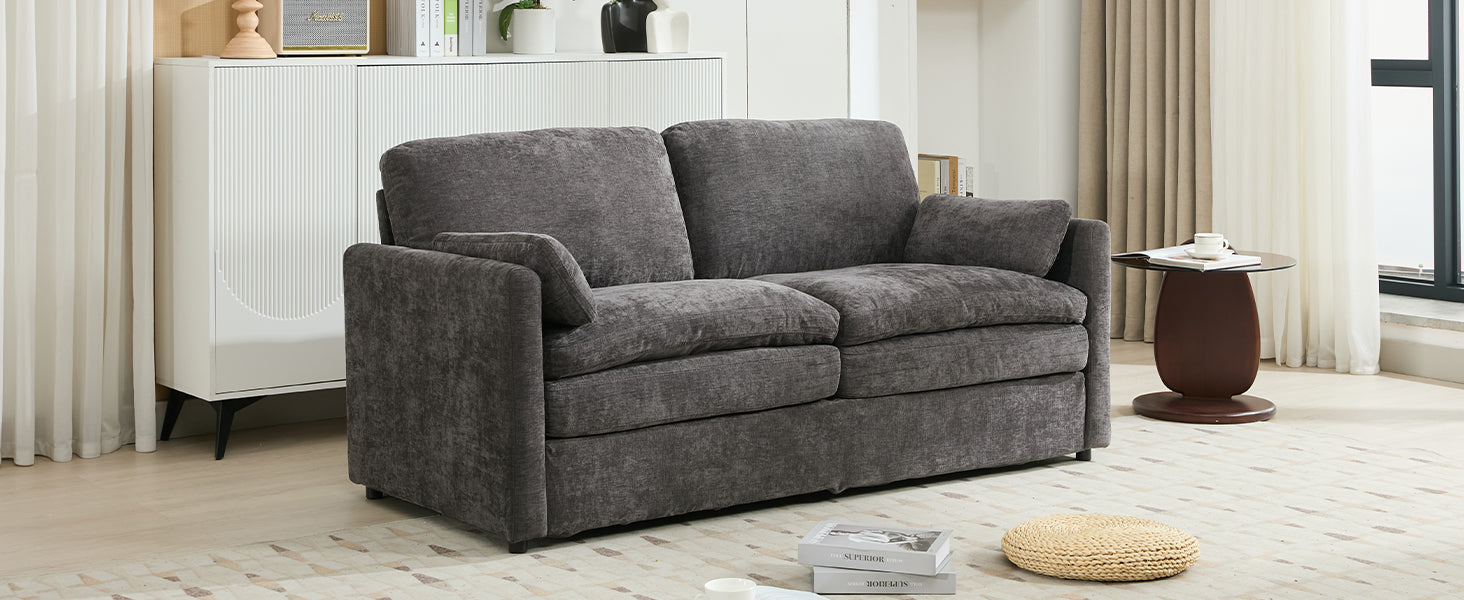 68.1' Cozy Upholstered Loveseat Sofa Oversized Comfy Comfy Cloud Sofa Double Cushion Loveseat Sofa Plush Cushion Sofa Couch for Living Room, Grey