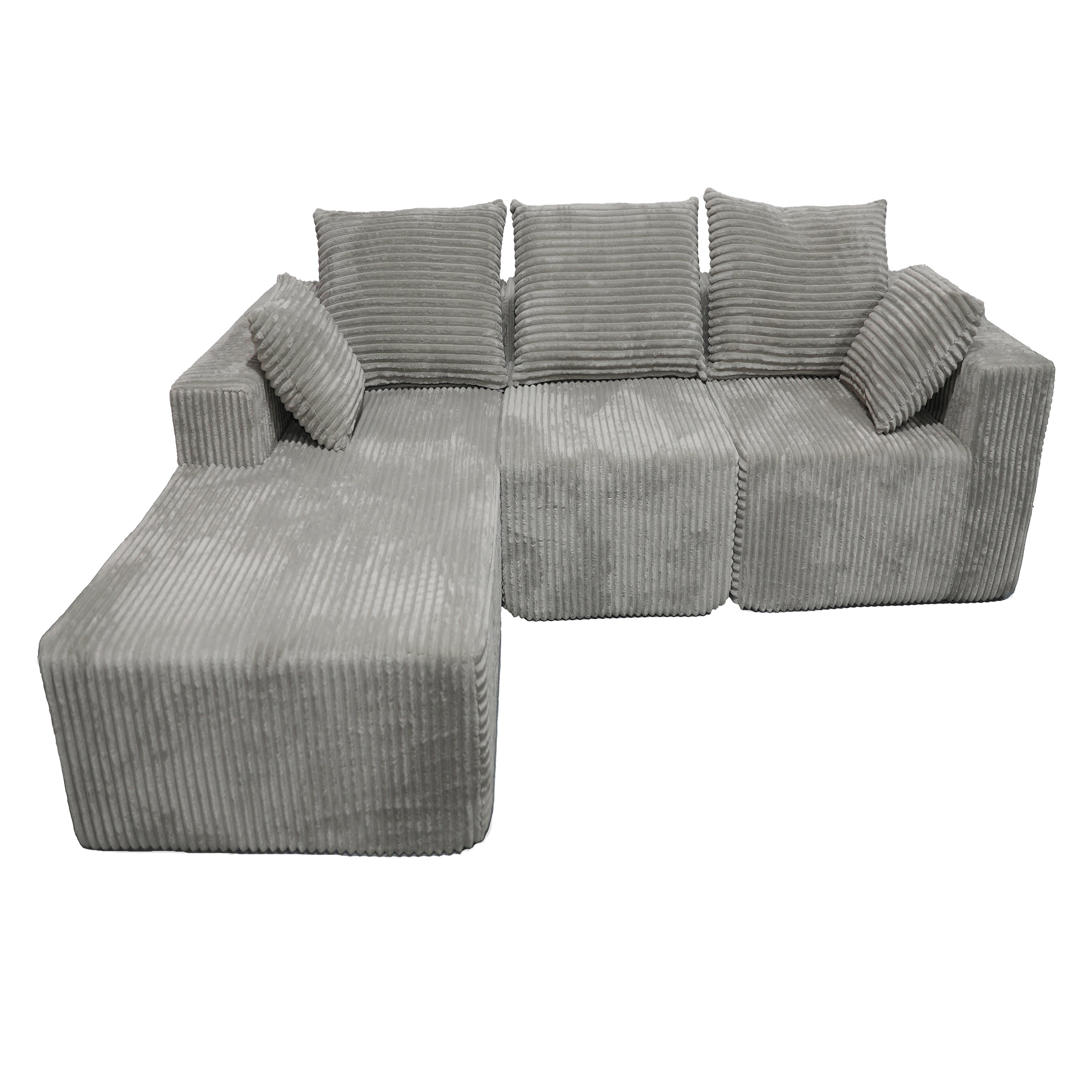 Corner combination sofa, sectional sofa ,couch sofa,sofa bed, made of high-density sponge and soft plush fabric, with multiple combinations available(gray)