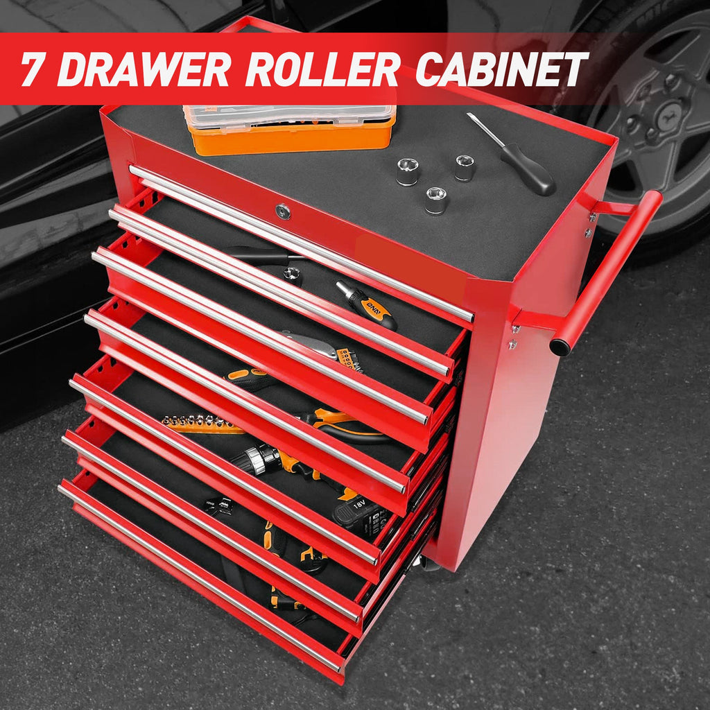 7-Drawer Rolling Tool Chest with Wheels, Multifunctional Tool Box and Storage Cabinet for Garage, Workshop, or Repair Shop