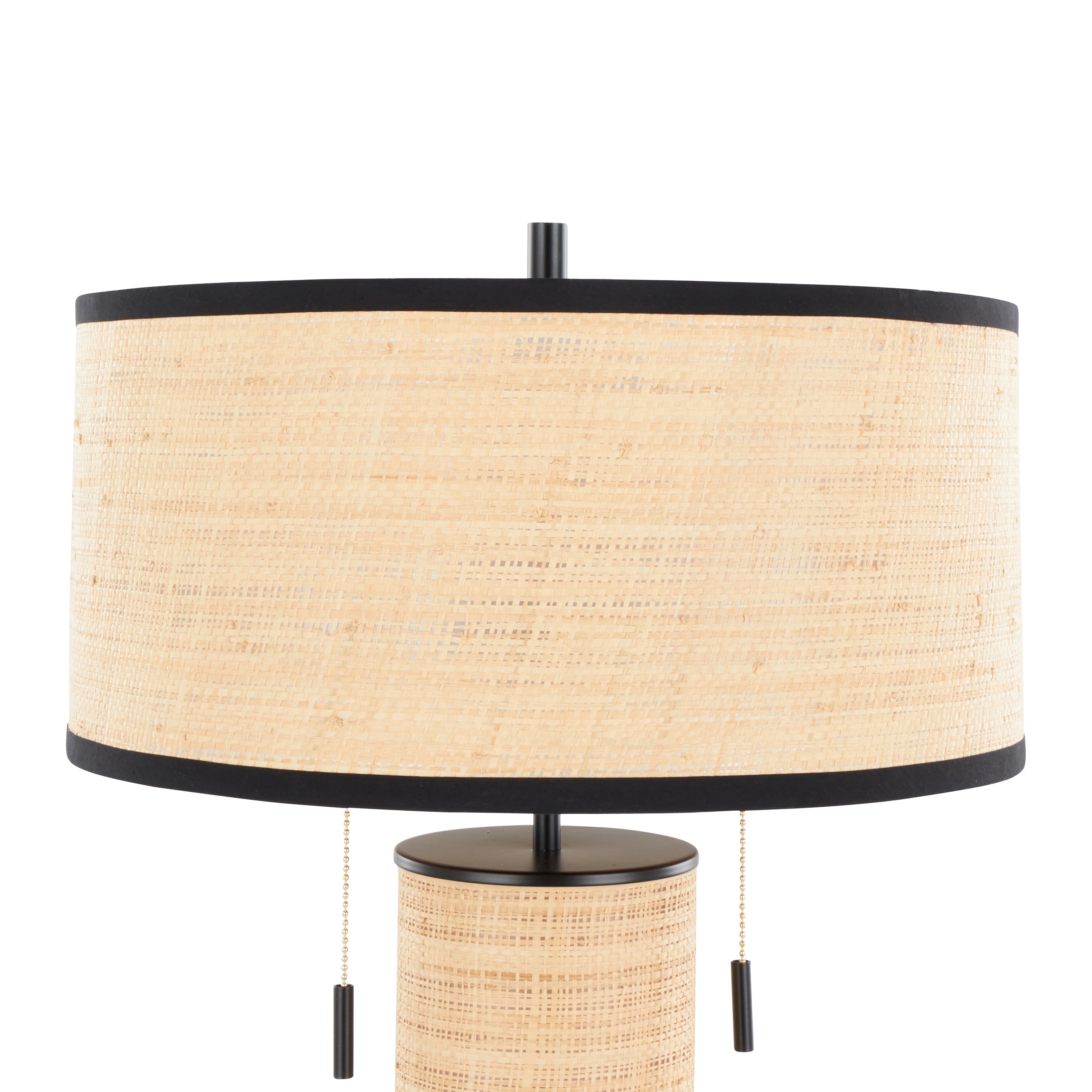 Cylinder Rattan 29' Contemporary Rattan Table Lamp in Black Metal and Natural Rattan from Grandview Gallery by LumiSource