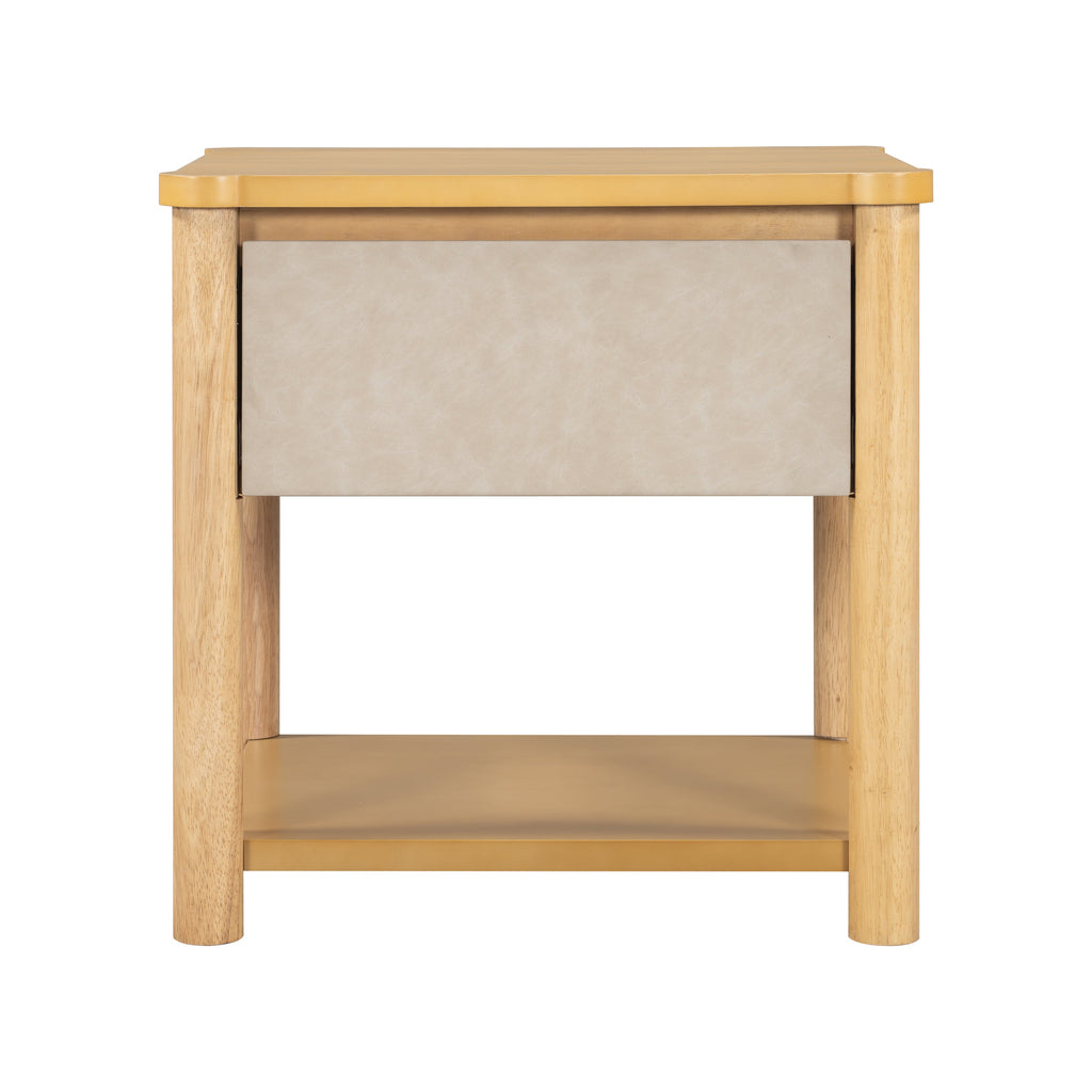 Modern Queen Bed Frame Set with 2 Nightstands, Beige Wood Platform Bed with Headboard and Matching Bedside Tables for Bedroom
