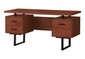 Computer Desk, Home Office, Laptop, Left, Right Set-up, Storage Drawers, 60'l, Work, Brown Laminate, Black Metal, Contemporary, Modern