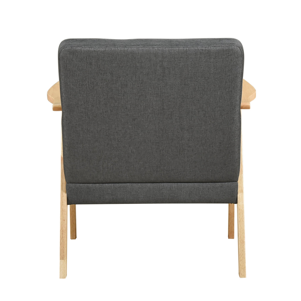 Modern Home Furniture Dark Gray Fabric Upholstery 1pc Accent Chair Solid Rubberwood Natural Finish Contemporary Cushion Seat