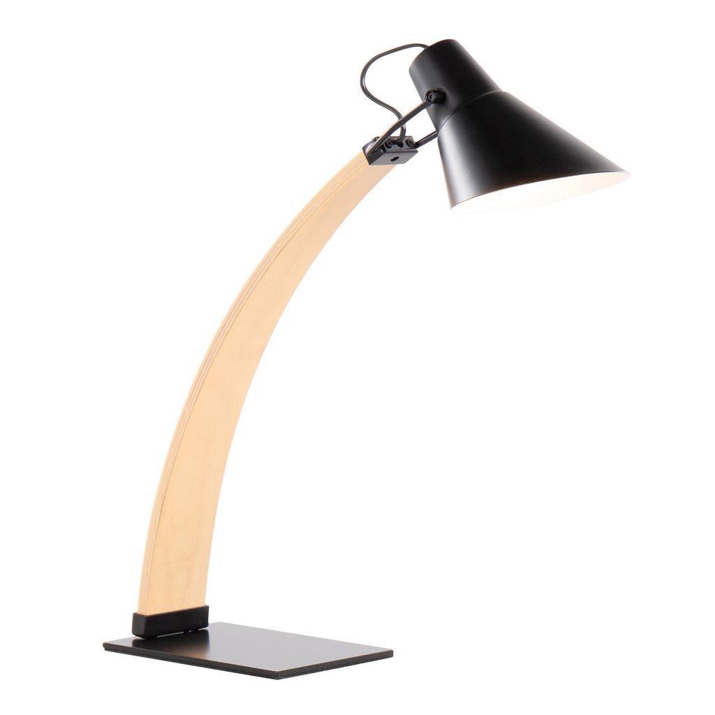 Noah Contemporary Table Lamp in Natural Wood and Black Metal by LumiSource