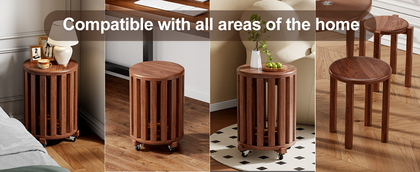 100% solid wood stackable stools set of 4, wooden stools, 18-inch stools, stacking stools, nesting tables, sturdy and durable, no installation required, top stackable round side table