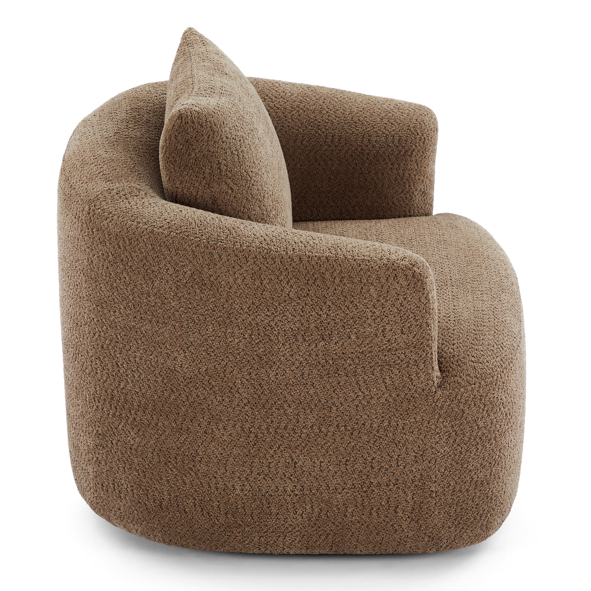 Chenille Upholstered 360° Swivel Chair with Throw Pillow, Dark Brown, 38.2' Accent Chair Sofa for Living Room and Office