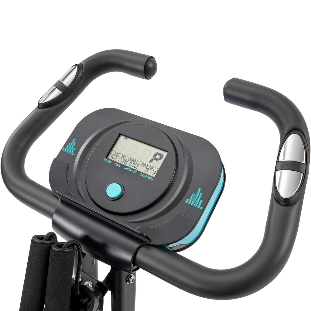 Exercise Bike,Workout Bikes for Home,Folding Stationary Bikes for Home with 16-Level Magnetic Resistance, 300LBS Capacity X-Bike Indoor Exercise Equipment with Heart Rate Sensor & LCD Monitor