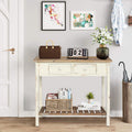 Vintage Two - Drawer Console Table with Open Shelf, Distressed Finish for Entryway & Living Room