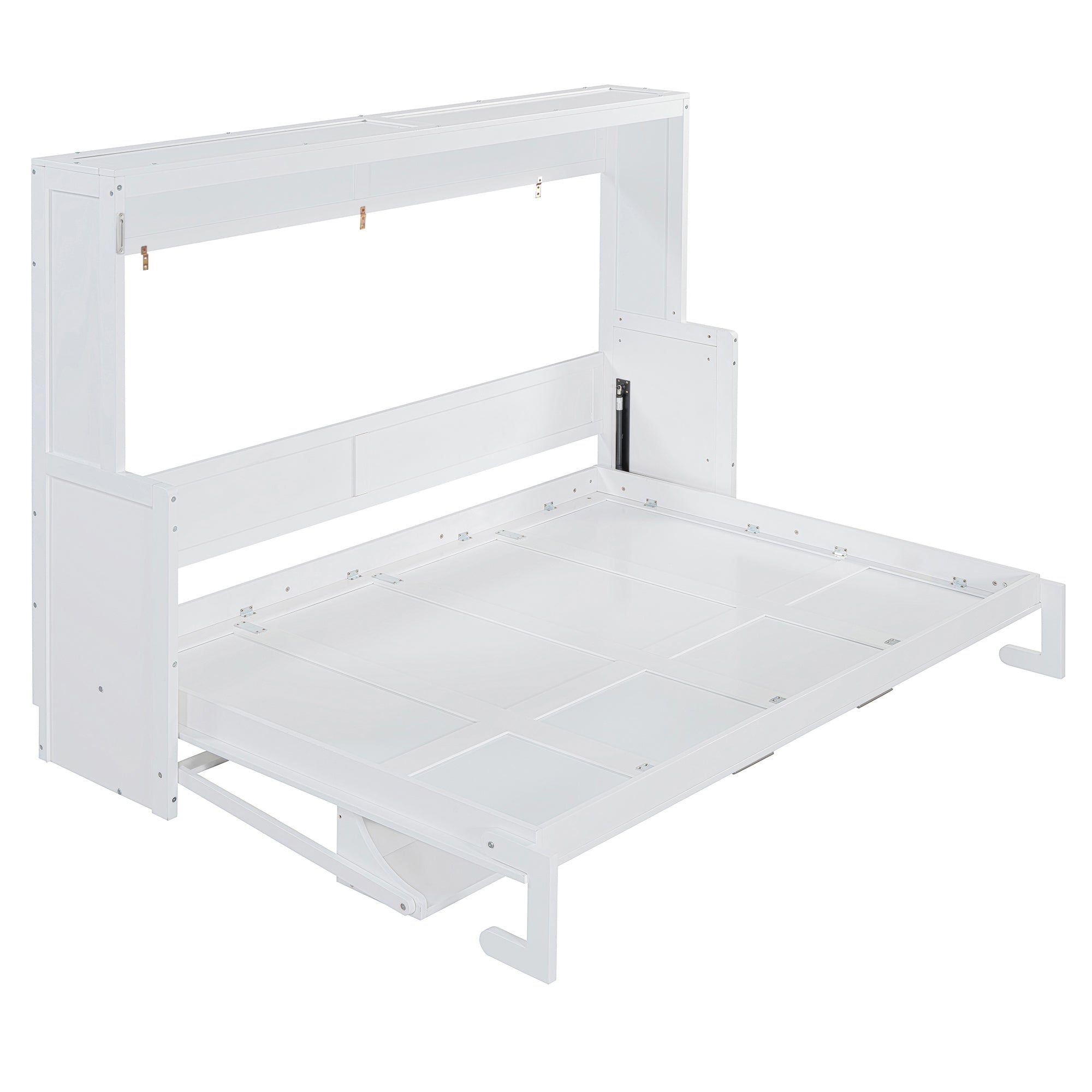 Queen Size Murphy Bed with Hydraulic Lift & Desk Design, White(OLD SKU: N820S00033K)
