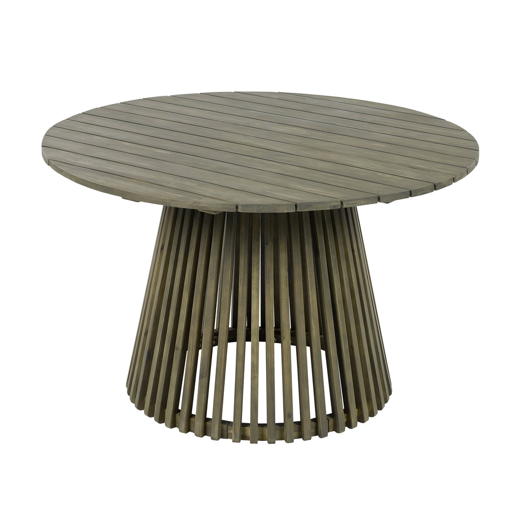 Outdoor Acacia Wood Patio Dining Table, 47.25-inch extra-large round dining table,for Backyard, Lawn, Balcony,Grey Finish