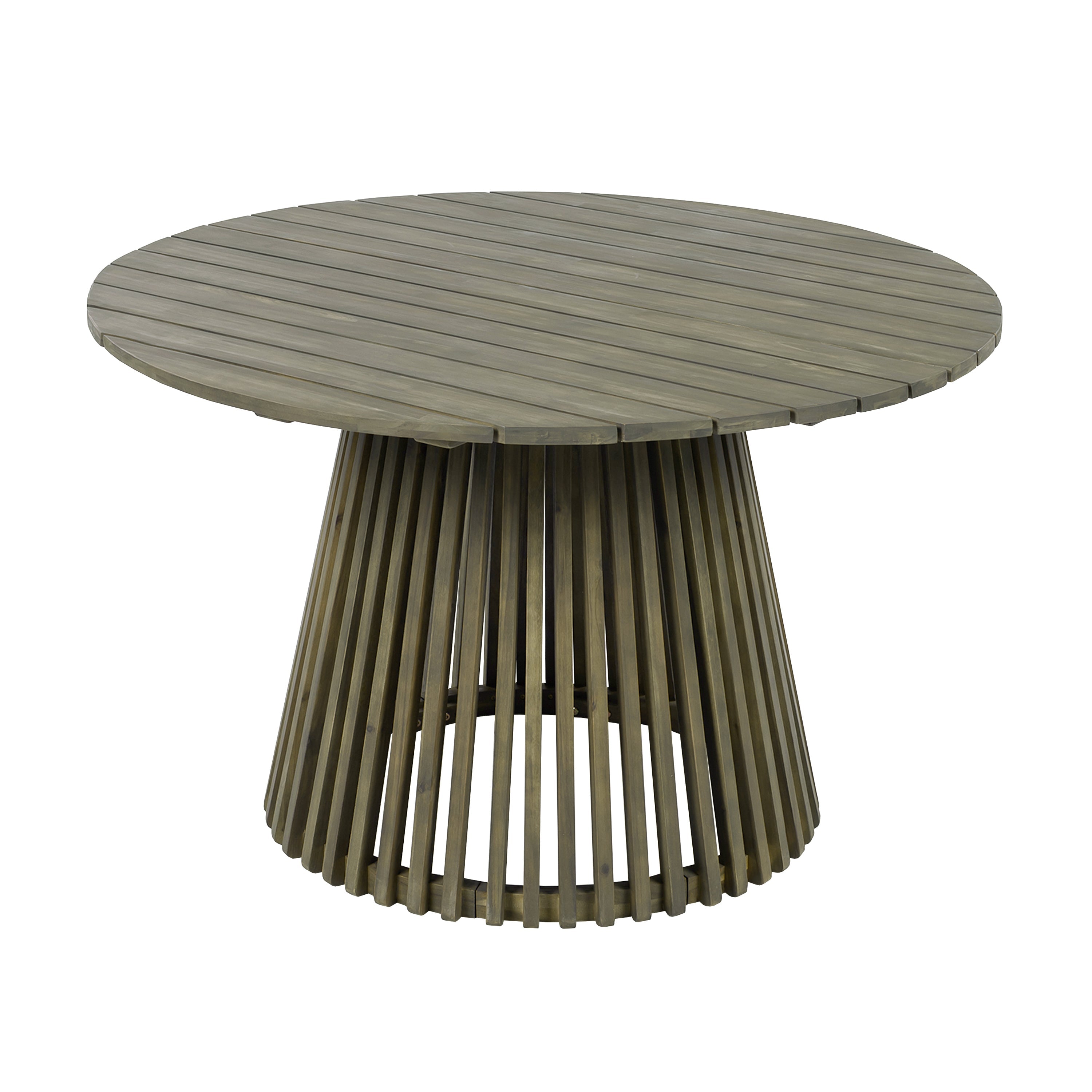 Outdoor Acacia Wood Patio Dining Table, 47.25-inch extra-large round dining table,for Backyard, Lawn, Balcony,Grey Finish