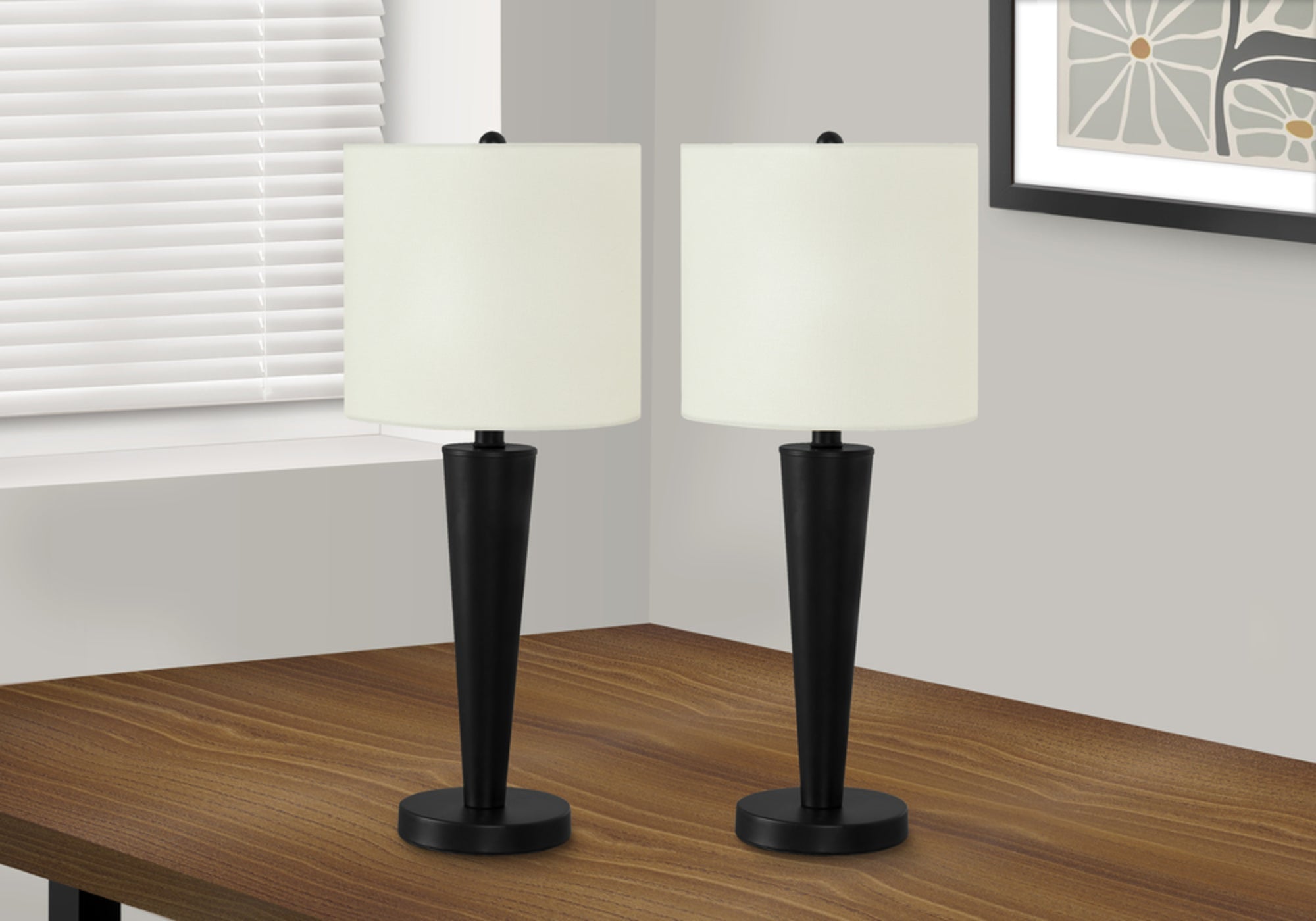 Lighting, Set Of 2, 24'h, Table Lamp, Usb Port Included, Black Metal, Ivory / Cream Shade, Contemporary