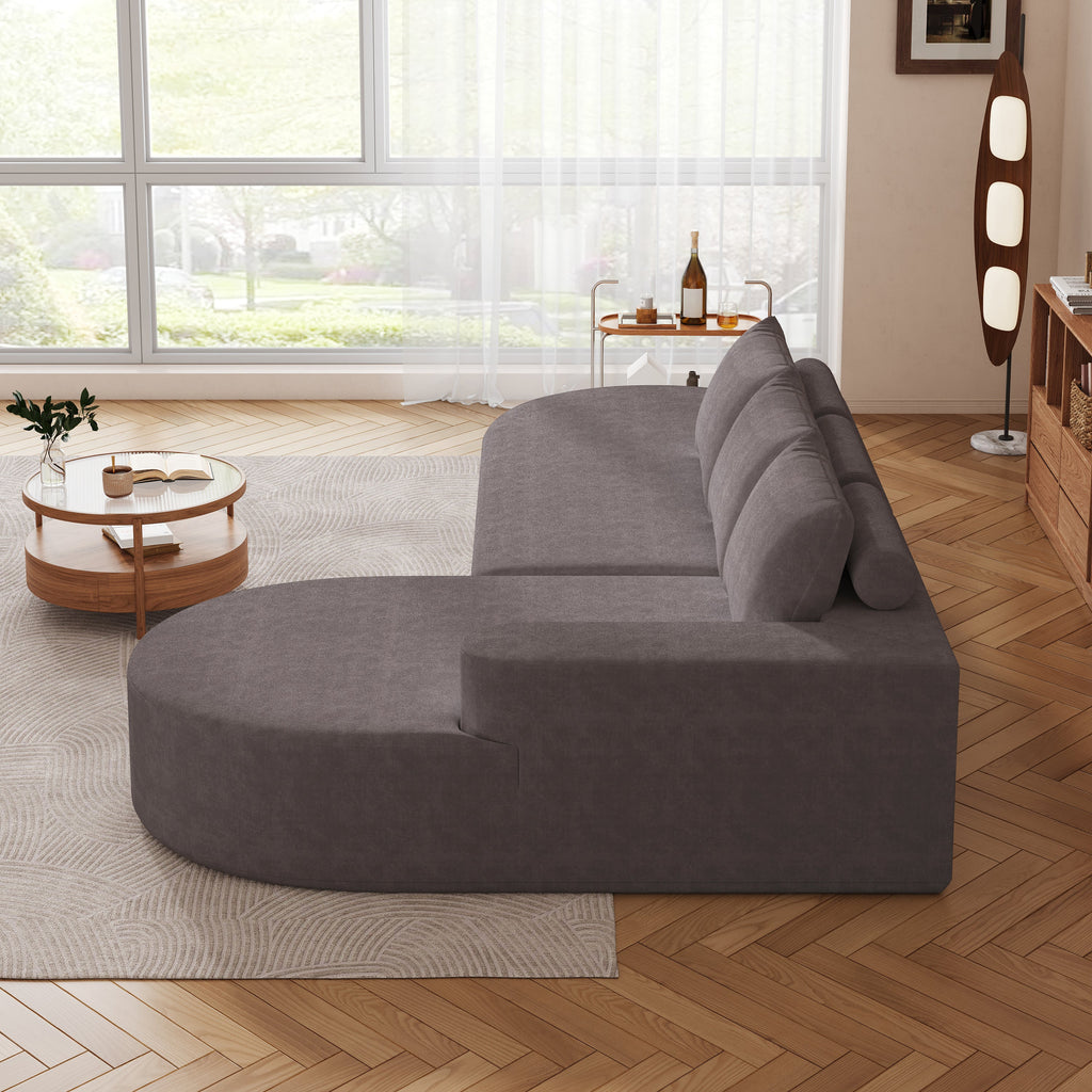 Modern Curved sofa ,Chenille Upholstered Sectional Sofa Couch Set,Modular 108.5' L Shaped Sectional Living Room Sofa Set With 3 Pillows,Free Combination Sofa Couch for Living Room,Bedroom