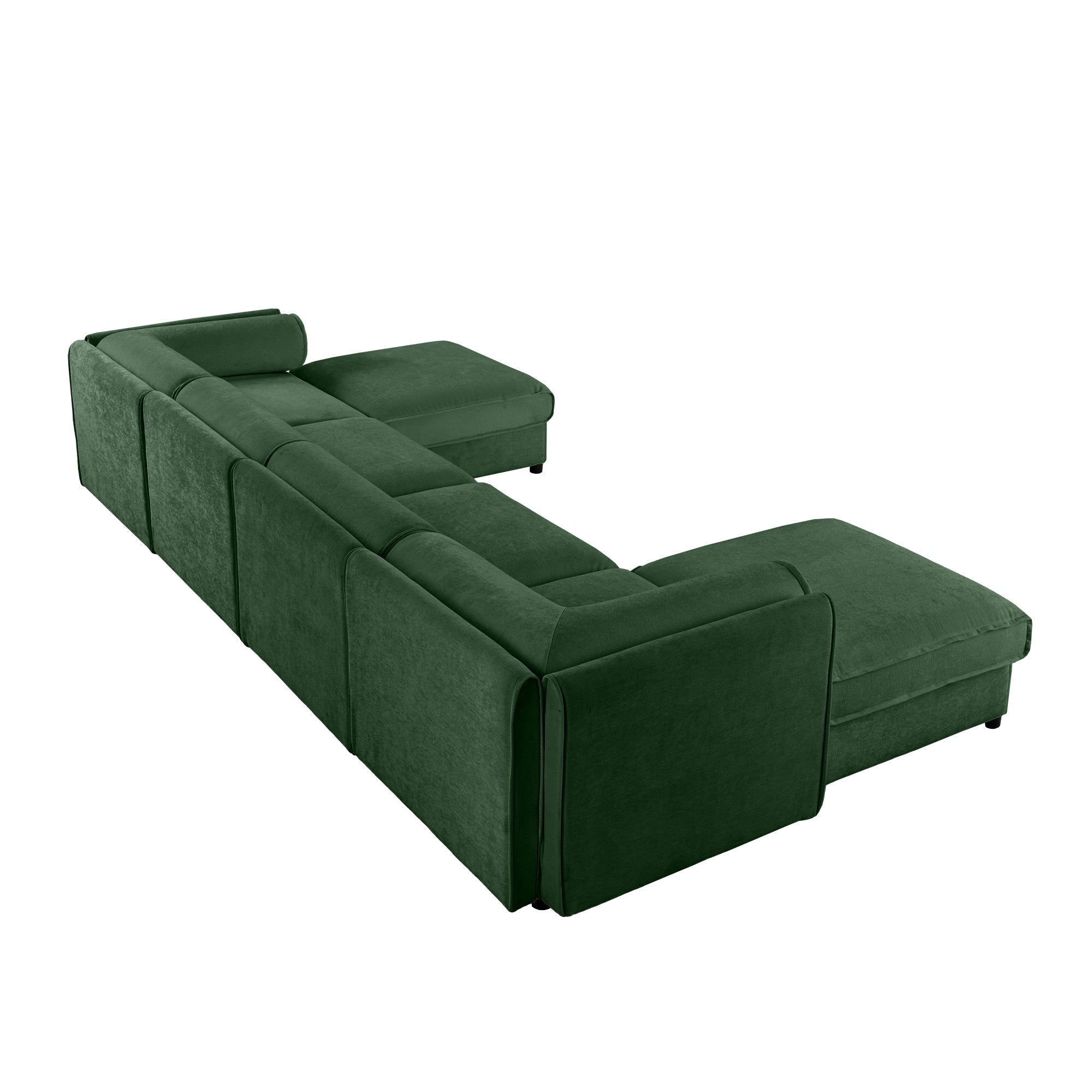 Modular Sectional Sofa with Storage, Extra Large U Shaped Sectional Couch for Living Room, Convertible Modular Sofa Couch with Storage Ottoman, Deep Seat, Cylindrical Backrest and Armrests,Green