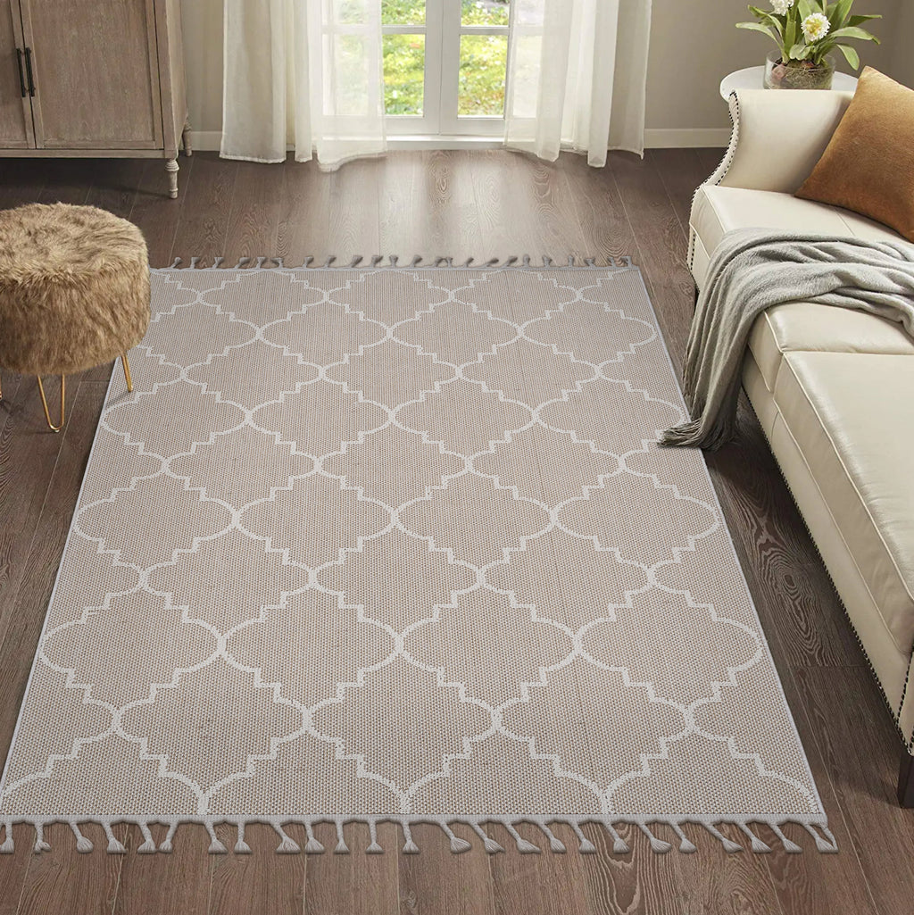 NAAR Guros Collection 8X10 Ivory /Trellis Indoor/Outdoor Area Rug