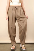 VERY J Solid Barrel Comfy Woven Pants