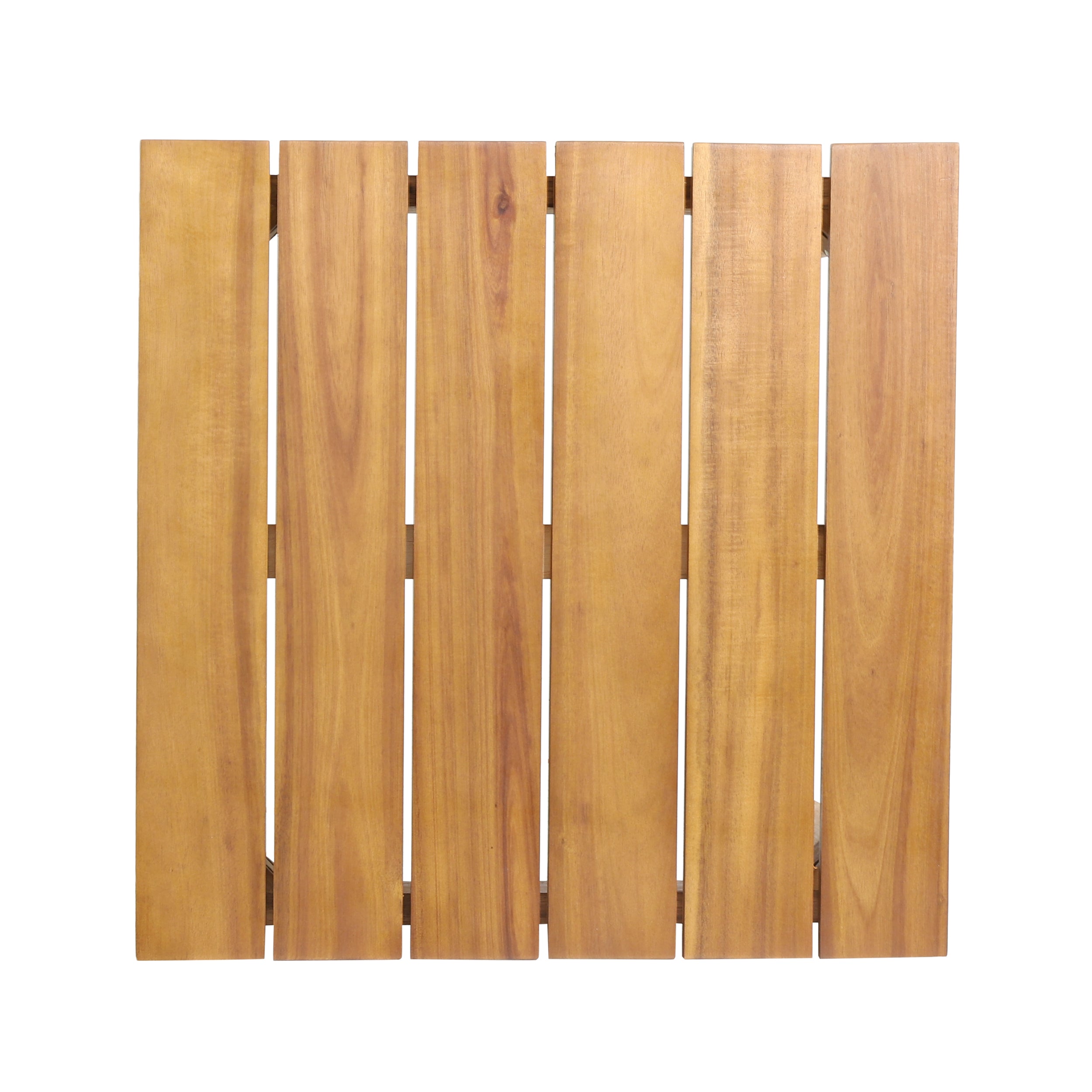 Outdoor Square Side Table with Slatted Top and Wood Frame, Teak