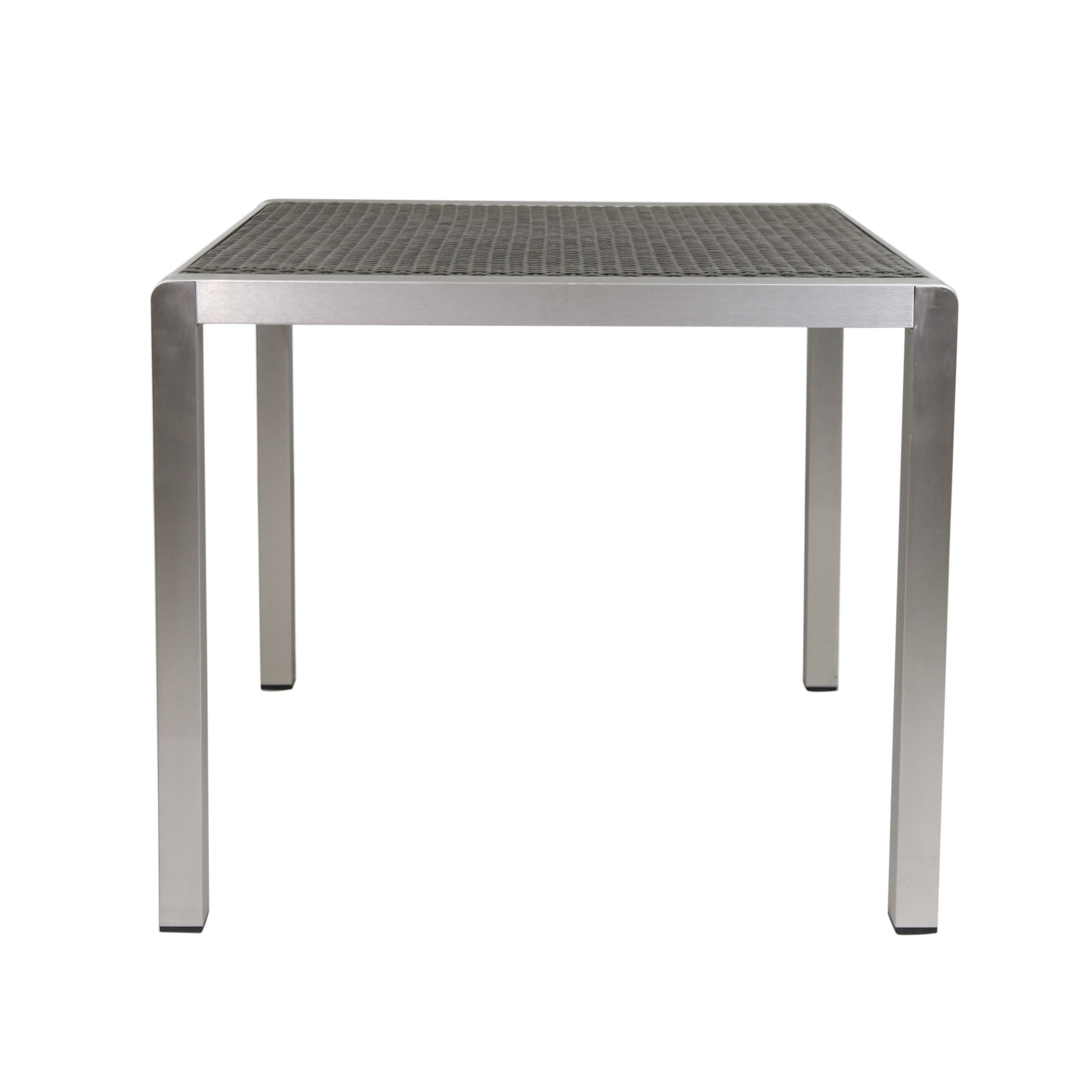 Fizz 35' Outdoor Square Dining Table with Aluminum Frame, Grey and Silver
