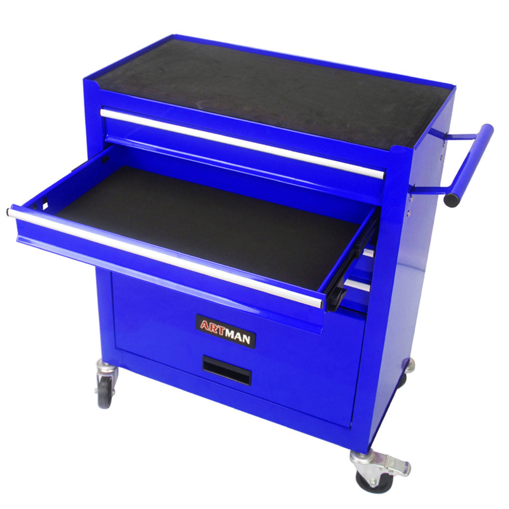 4 Drawers Multifunctional Tool Cart With Wheels-Blue