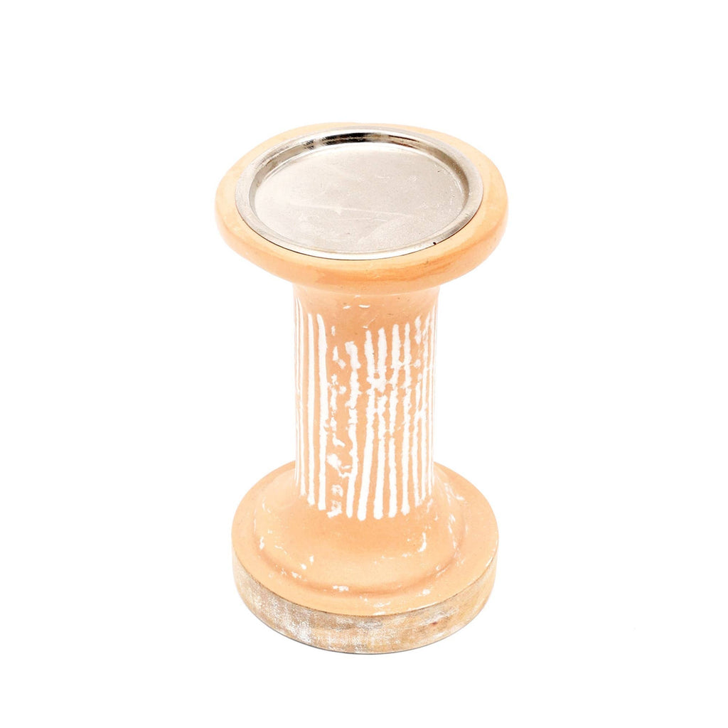 Brown EcoMix Pillar Tall Candle Holder – Sustainable Candle Stand for Elegant Lighting-4X4X7'