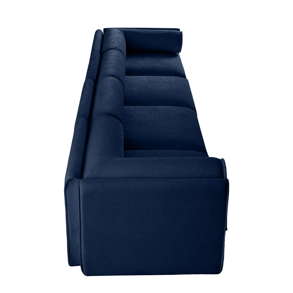 Modular Sectional Sofa with Storage, Cylindrical Backrest and Armrests Deep Comfortable Seating,Durable and Supportive for Living Room,4 Seat Sofa,Blue