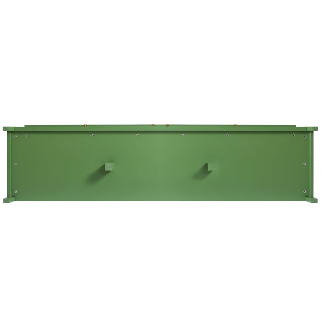Stylish Antique Green TV Cabinet with Solid Wood Frame and Changhong Glass Door, 71-inch