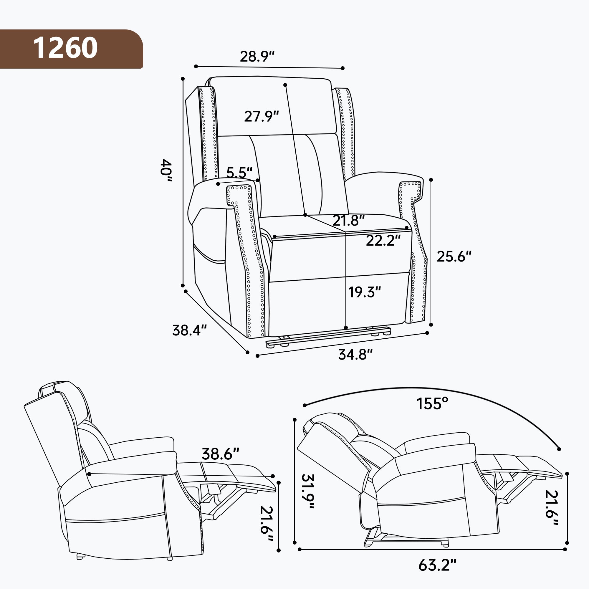 Camel Manual Recliner Chair in Faux Leather for Living Room with Heavy Duty Motion Mechanism, 8 vibrating nodes and 3 massage modes.