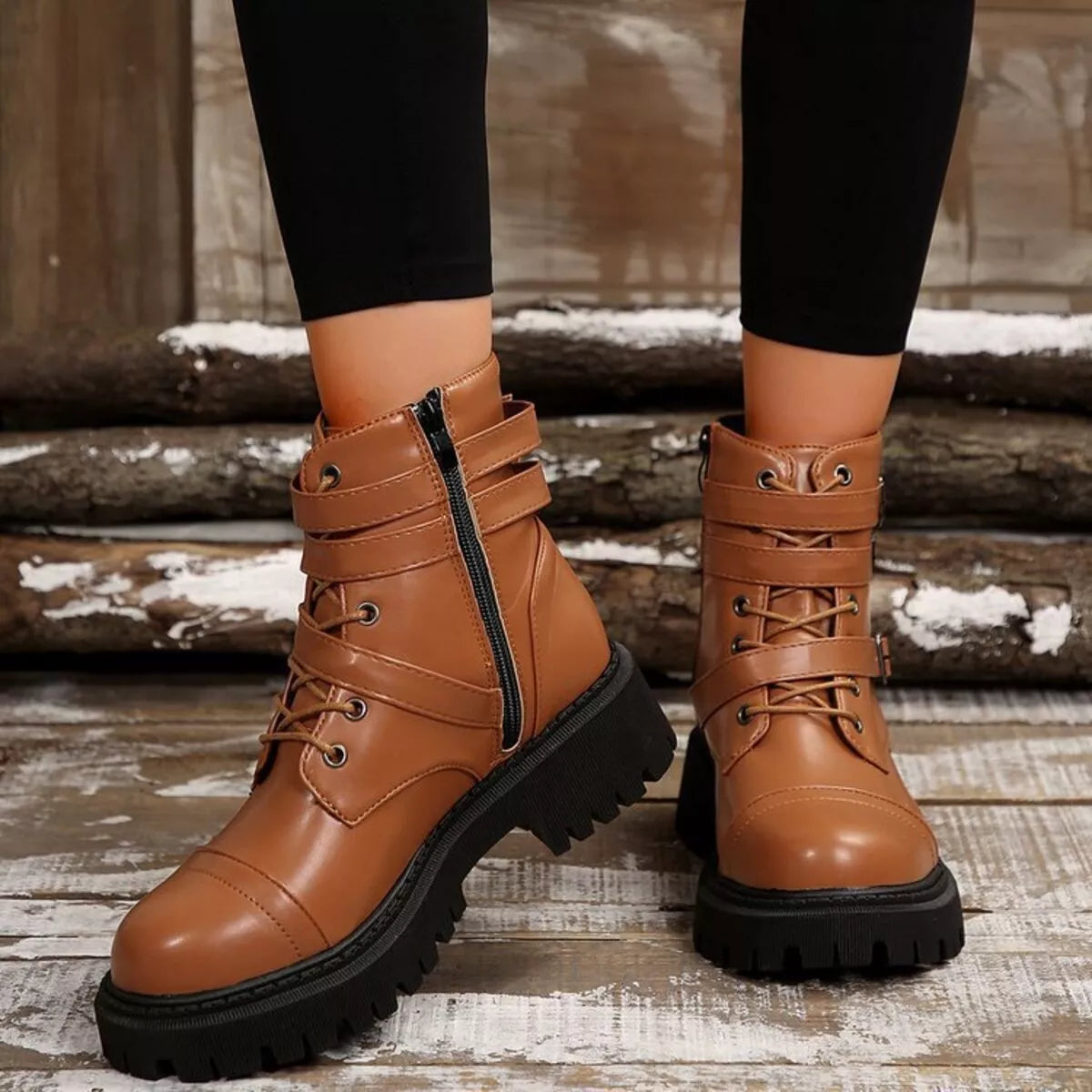 Round Toe Platform Boots