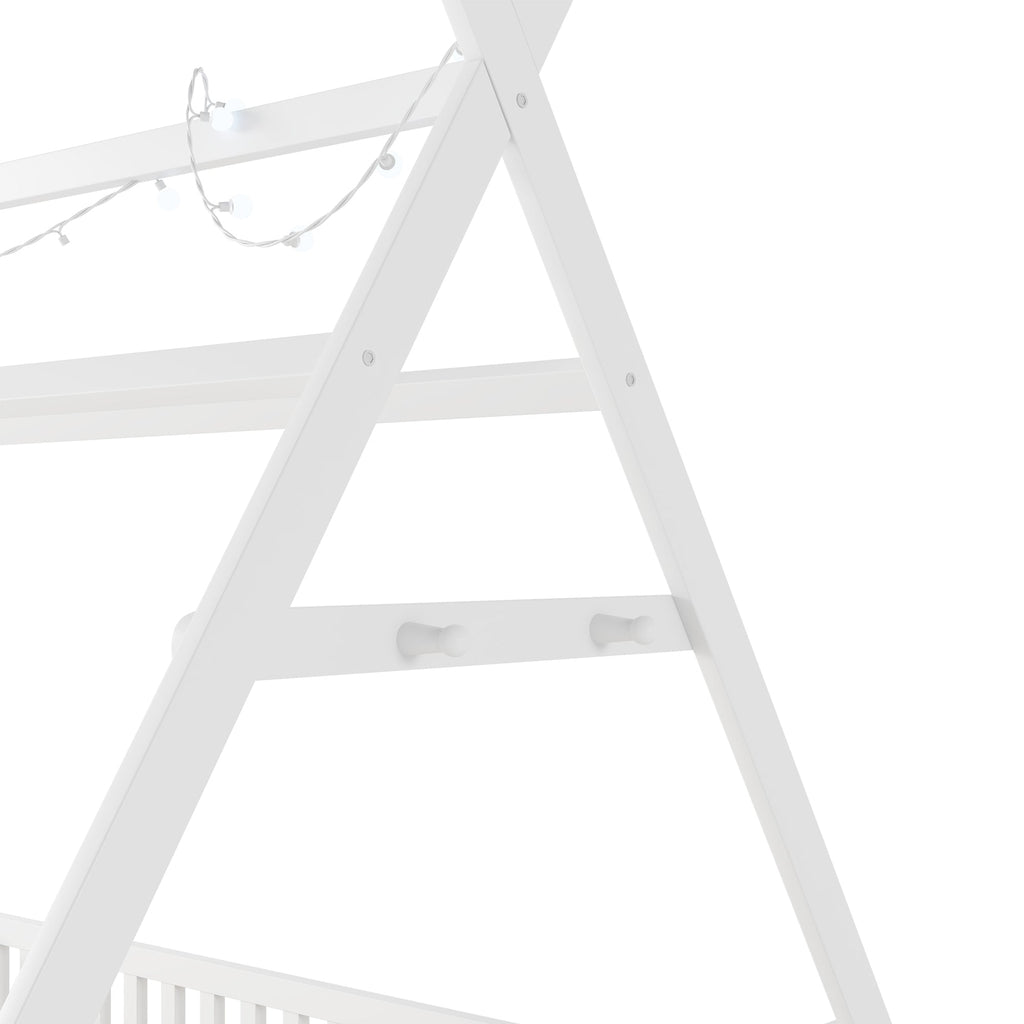 Full House Bed with Light, Low Floor House Bed with Fence and Roof for Kids Boys Girls,White(Expect arrive date 2025/7/20)