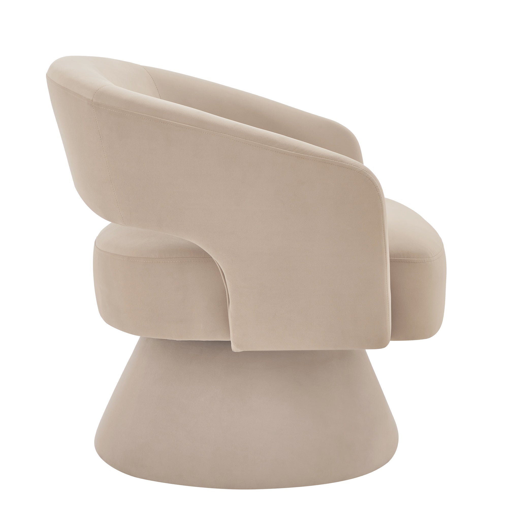 Modern Swivel Barrel Chair, Upholstered Velvet Round Accent Chairs,360 Degree Comfy Swivel Chair with Open Backrest, Single Chair Armchair for Living Room Bedroom, Homerest,Taupe ( Beige)