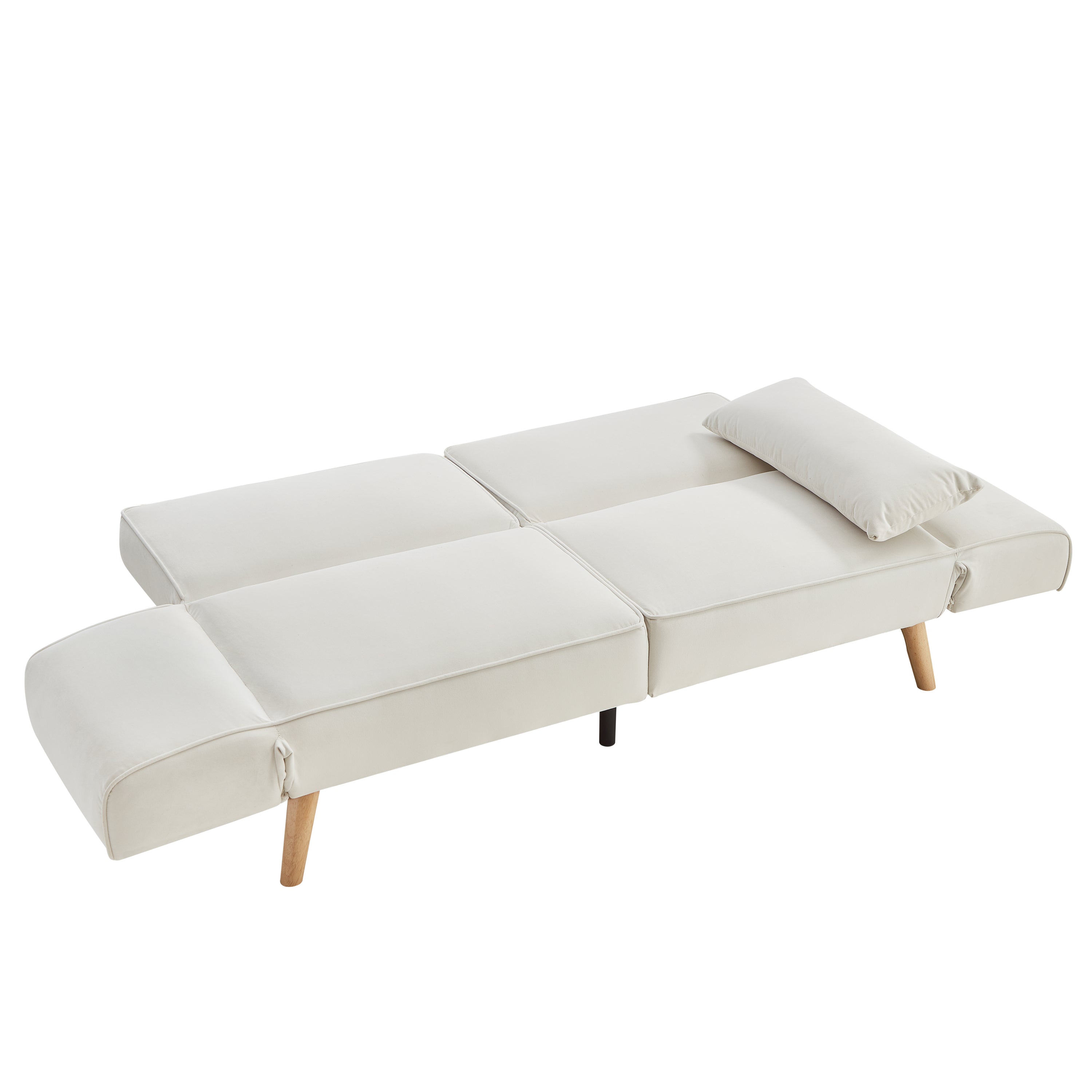 72.8'' Futon Sofa Bed, Sleeper Sofa, Small Couch with Adjustable Armrests, Adjustable Recliner Sleeper Sofa Bed for Living Room, Bedroom, Apartment, Beige