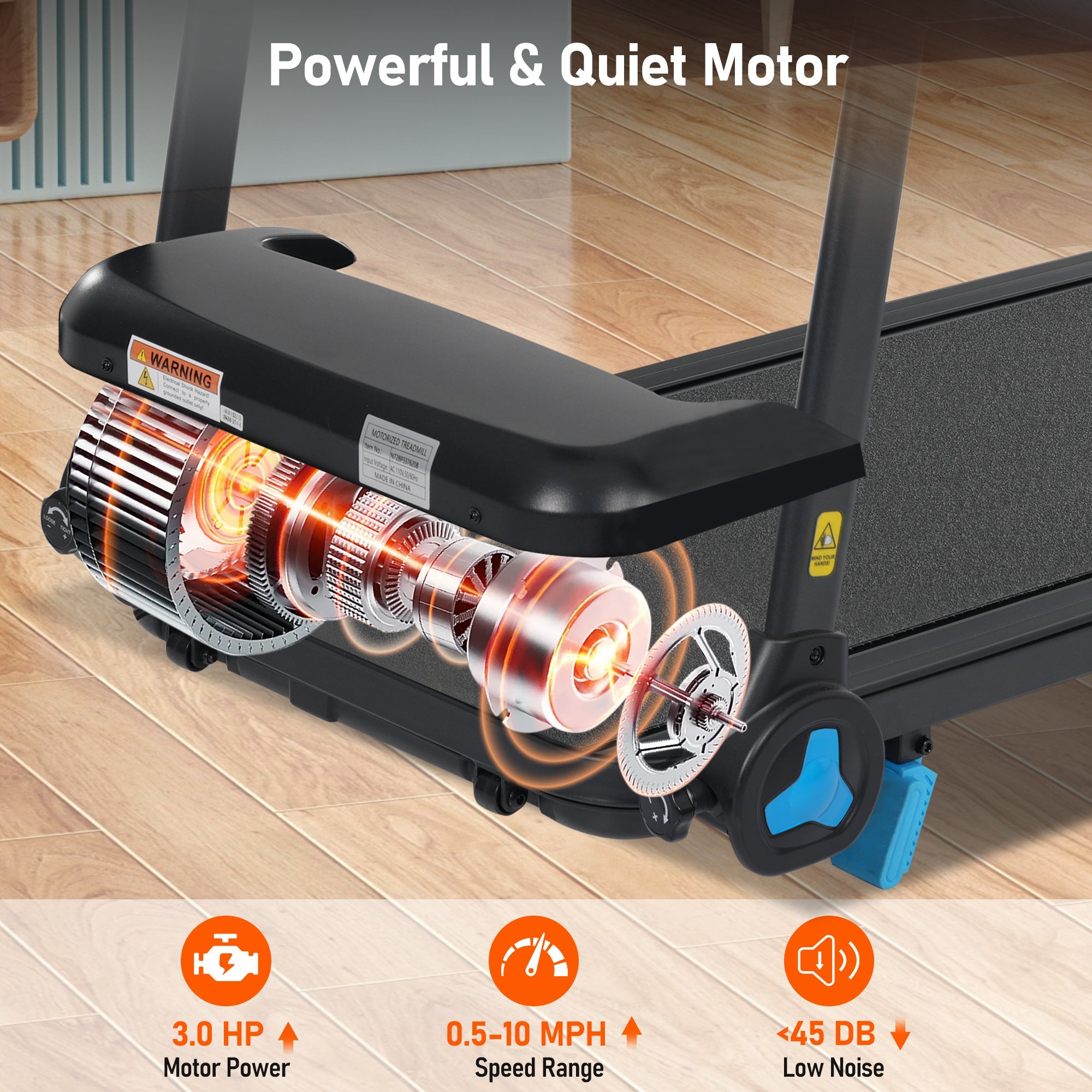 Folding Treadmills for Home Small, 3.0HP Portable Treadmill with 8% Incline,10MPH Walking Pad with Incline, 300 LBS Walking Pad Treadmills with Bluetooth, Heart Rate Sensors,Charge Station
