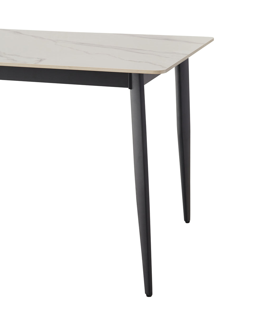 Mid Century Modern Dining Table 55 Inch Round White Sintered Stone Top Heavy Duty Metal Legs Waterproof Surface for Kitchen Dining Room or Office Furniture