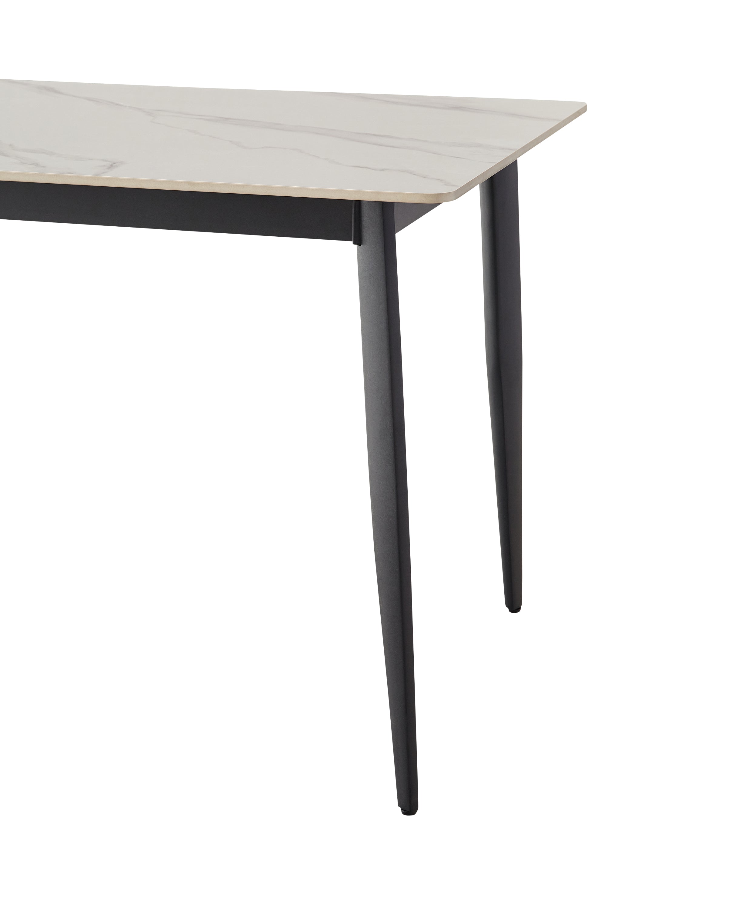 Mid Century Modern Dining Table 55 Inch Round White Sintered Stone Top Heavy Duty Metal Legs Waterproof Surface for Kitchen Dining Room or Office Furniture