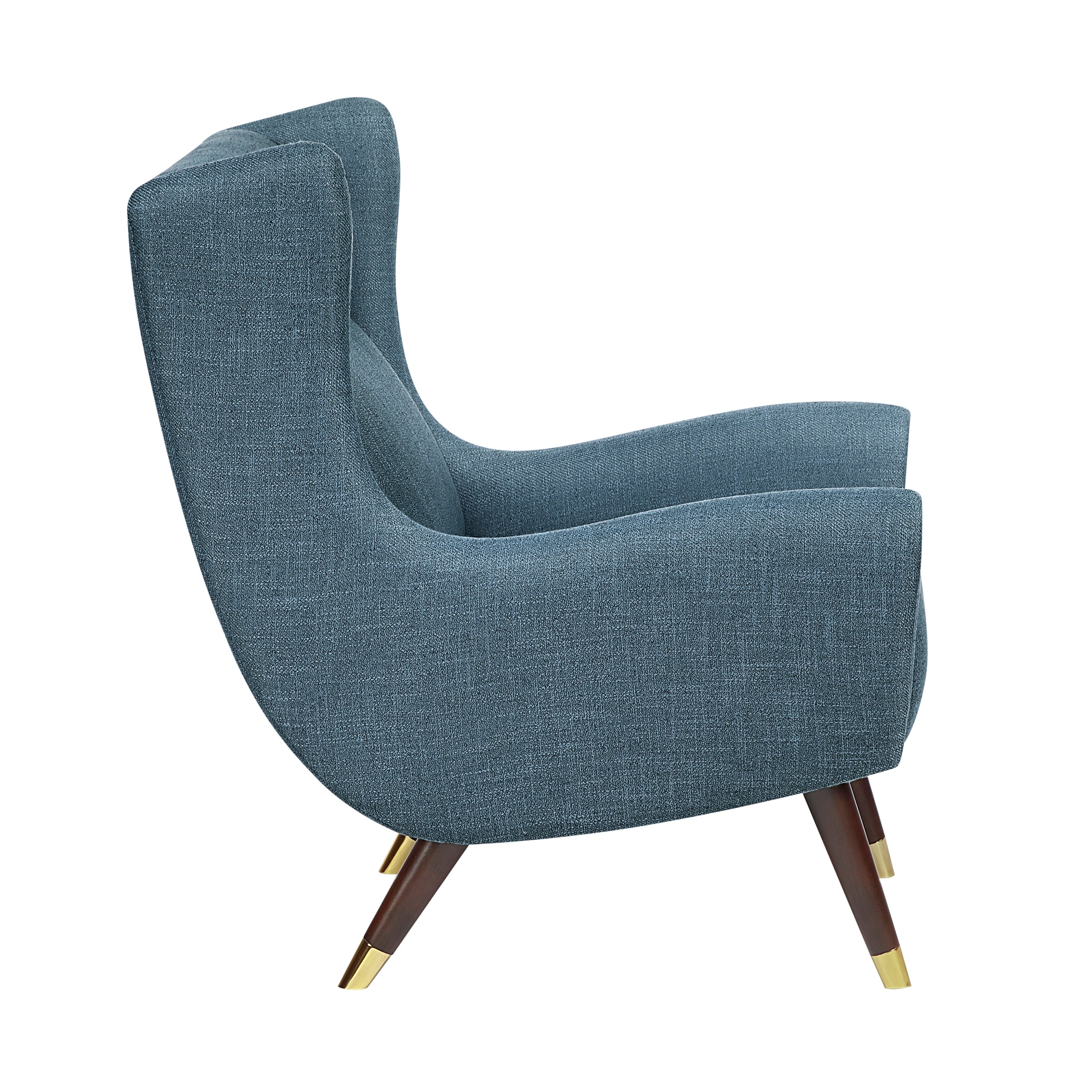 Modern Wingback Upholstered Blue Accent Chair 1pc Solid Wood Sleek Design Luxury Furniture
