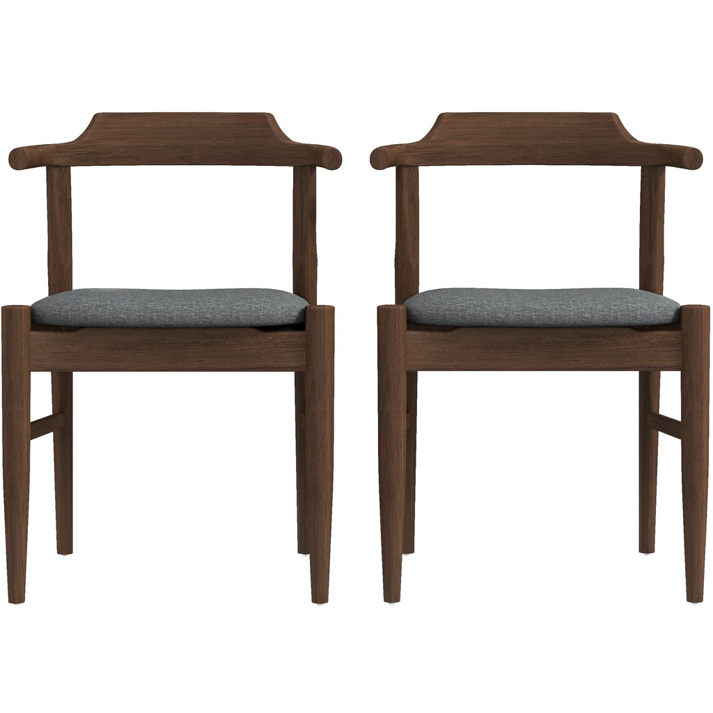 Daisy Mid-Century Modern Gray Fabric Dining Chair with Solid Wood Frame 18.50' L x 22.50' W x 28.00' H Farmhouse Kitchen Side Chairs with Foot Pegs (Set of 2)