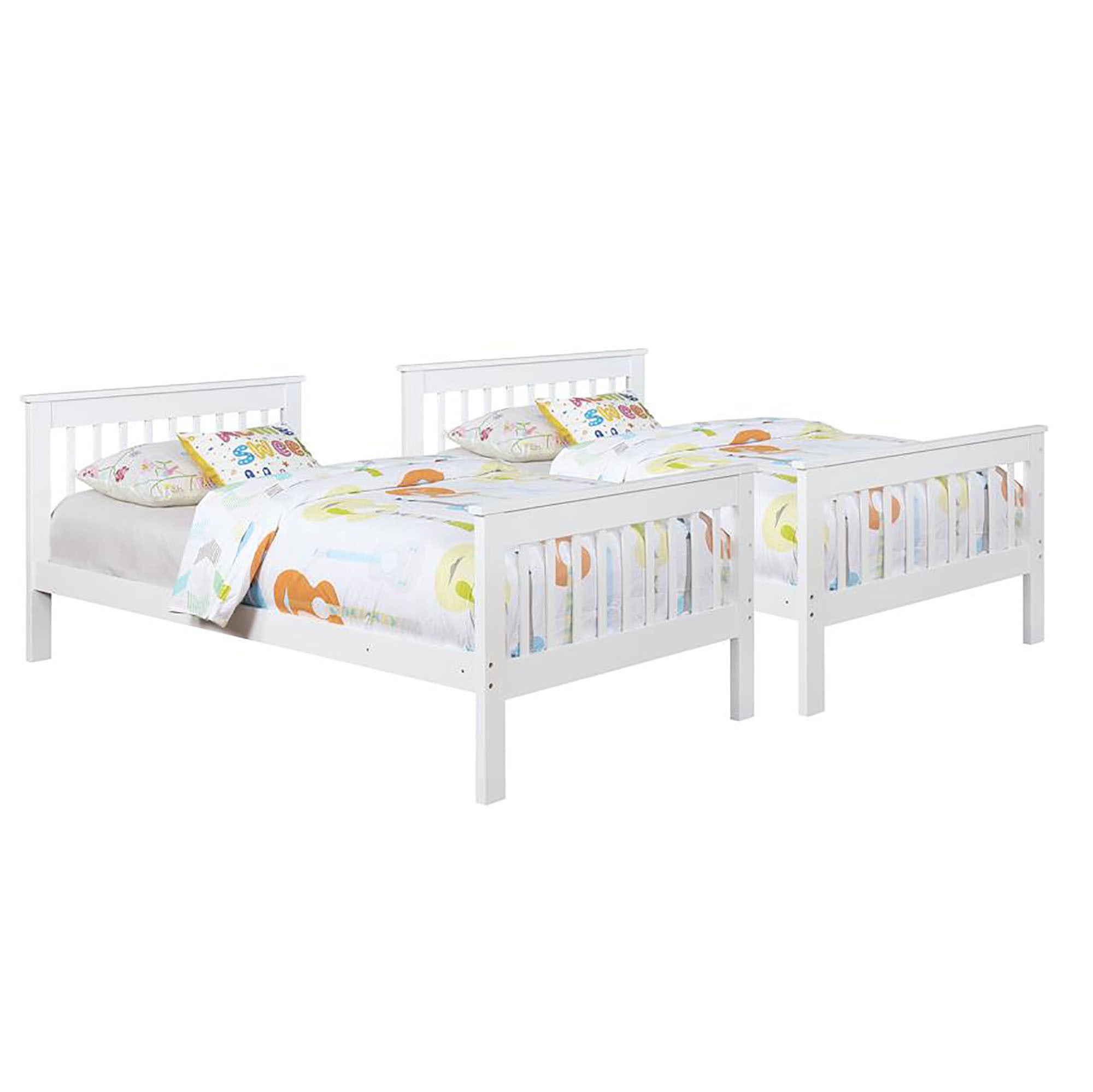 White Slatted Headboard Twin/Twin Bunk Bed
