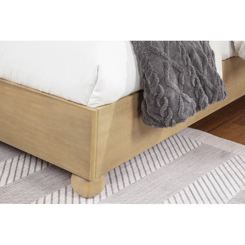 Modern Light Oak Wood 5pc Bedroom Furniture Set, California King size Platform Bed, Dresser Mirror and 2x Nightstand