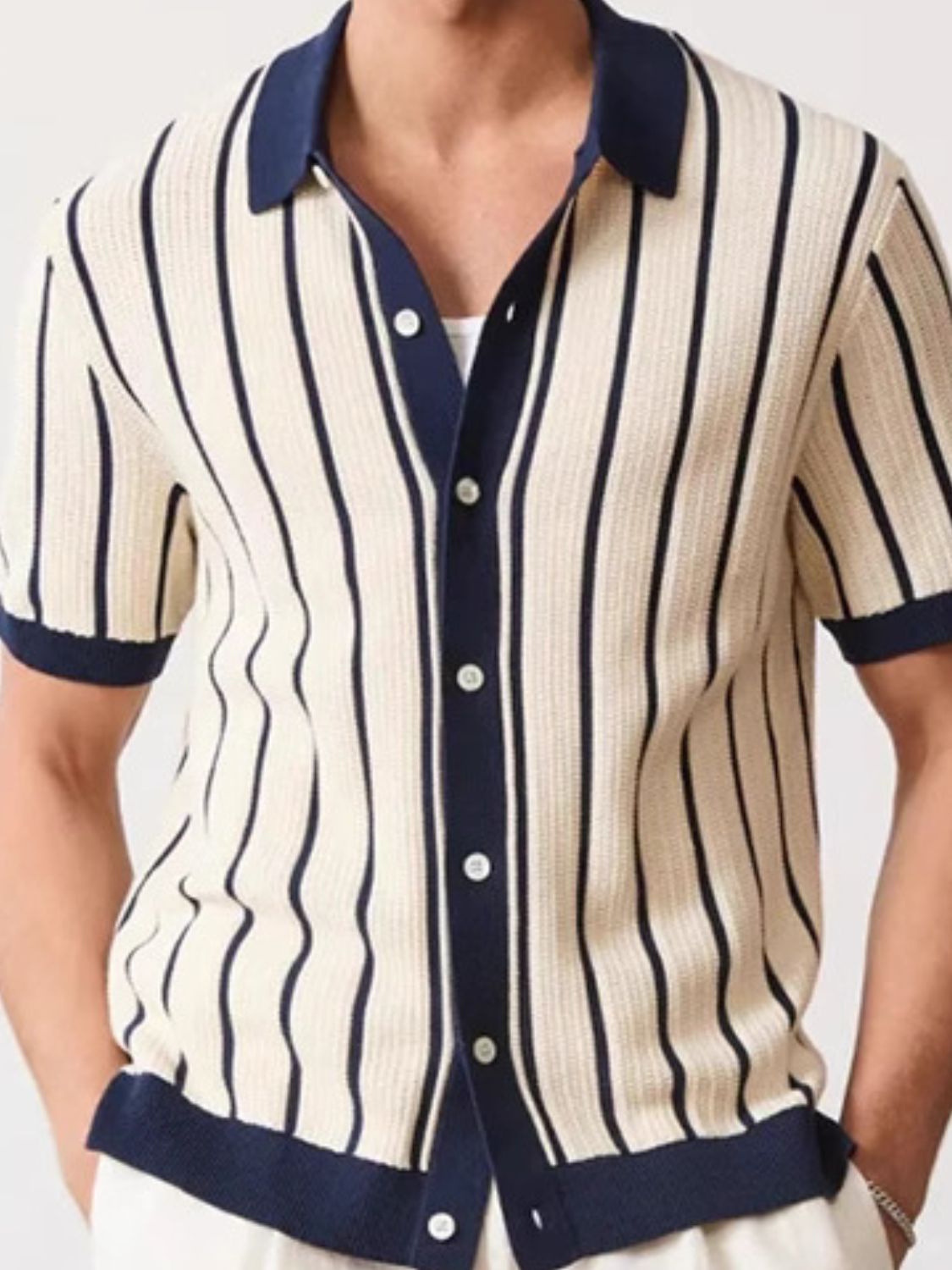 Striped Button Down Short Sleeve Shirt