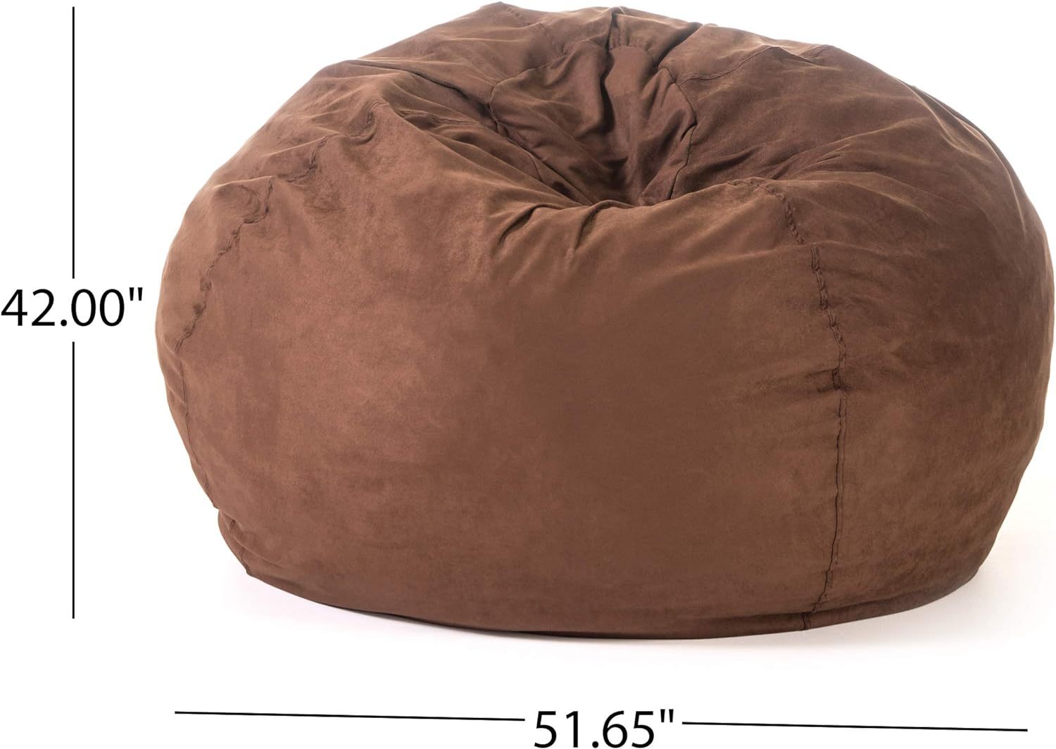 5-Foot Comfortable High-Density Shredded Foam Bean Bag Chair for Kids and Adults, with Removable Microsuede Cover, Ideal Reading and Bedroom Floor Lounge, French Roast