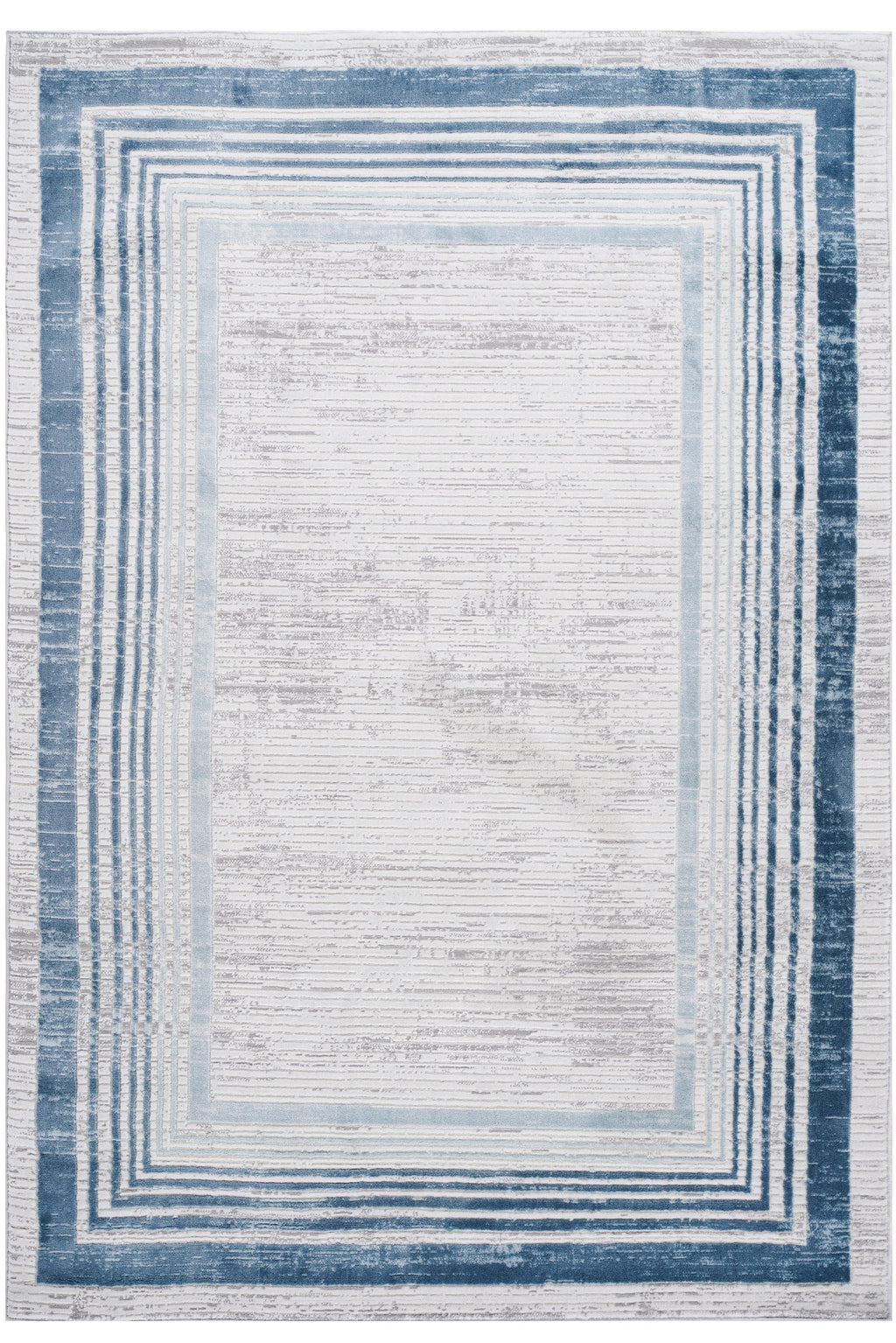 6X9 Blue/Ivory/Bordered Non-Shedding Living Room Bedroom Dining Home Office Stylish and Stain Resistant Area Rug