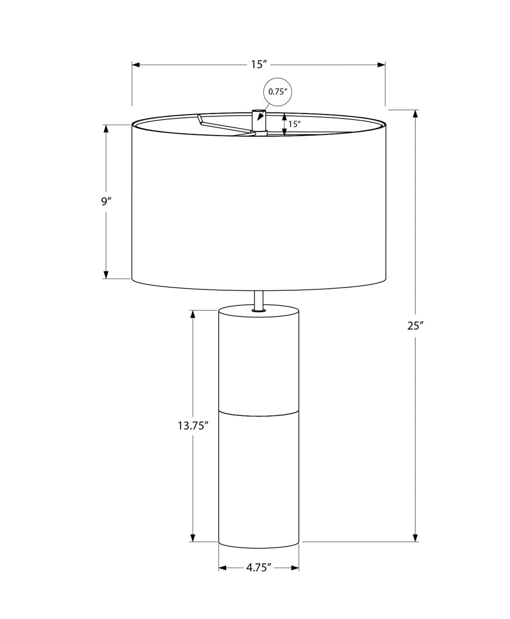 Lighting, 25'h, Table Lamp, Black Concrete, Black Shade, Contemporary