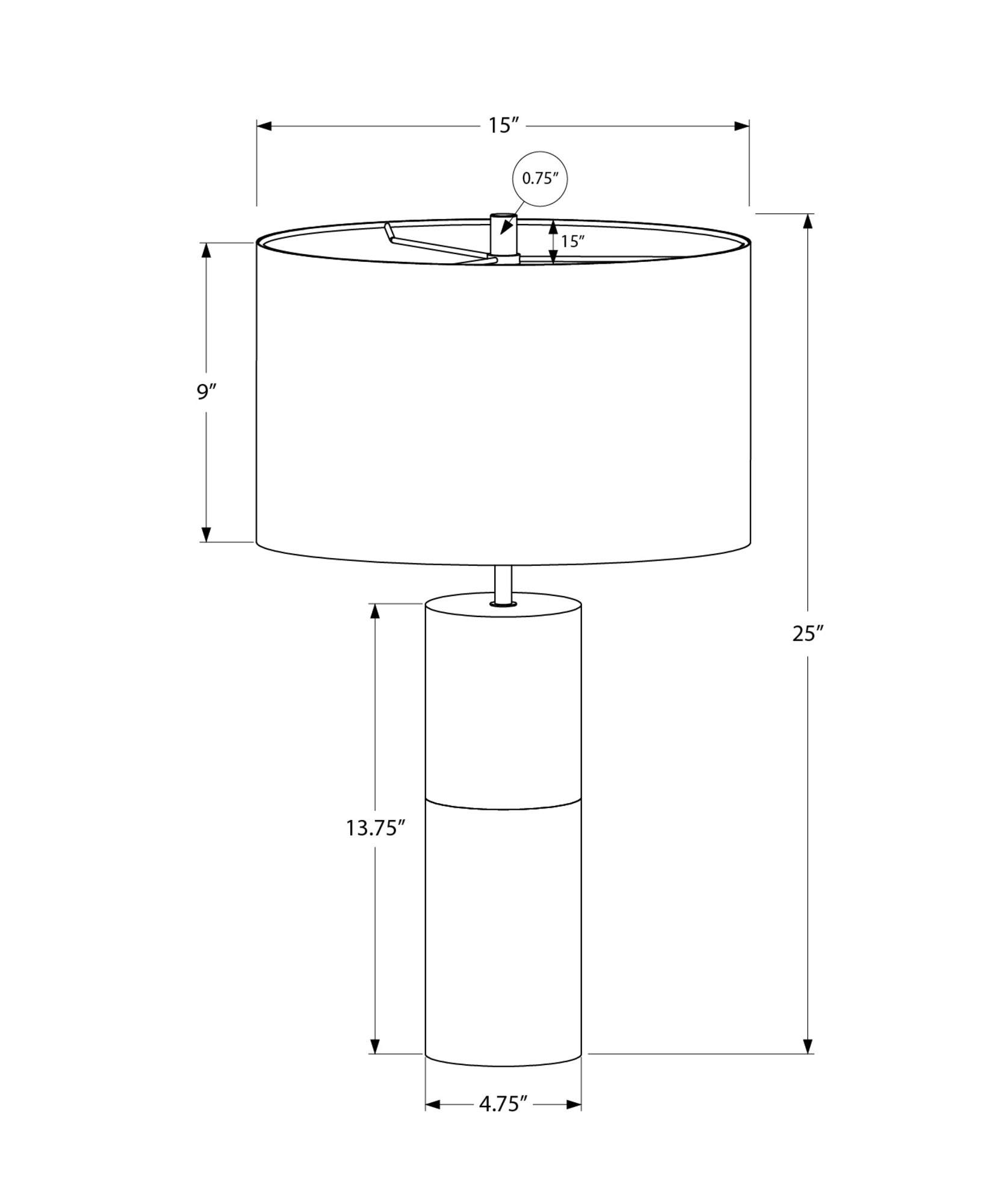 Lighting, 25'h, Table Lamp, Black Concrete, Black Shade, Contemporary