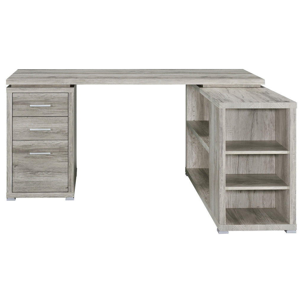 Tona Grey Driftwood 3-Drawer L-shape Desk