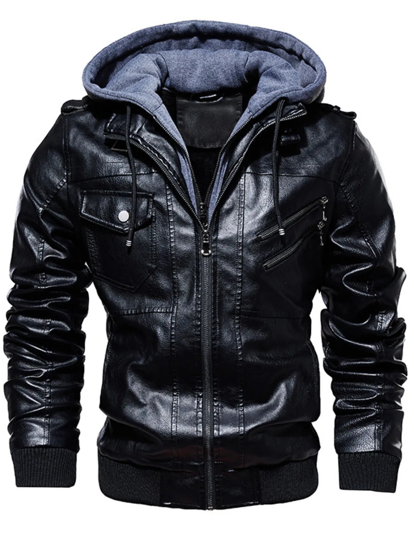 Zip Up Drawstring Hooded Jacket