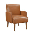 Mid-Century Modern Design Accent Chair Brown Faux Leather Upholstery Walnut Finish Solid Wood 1pc Living Room Furniture