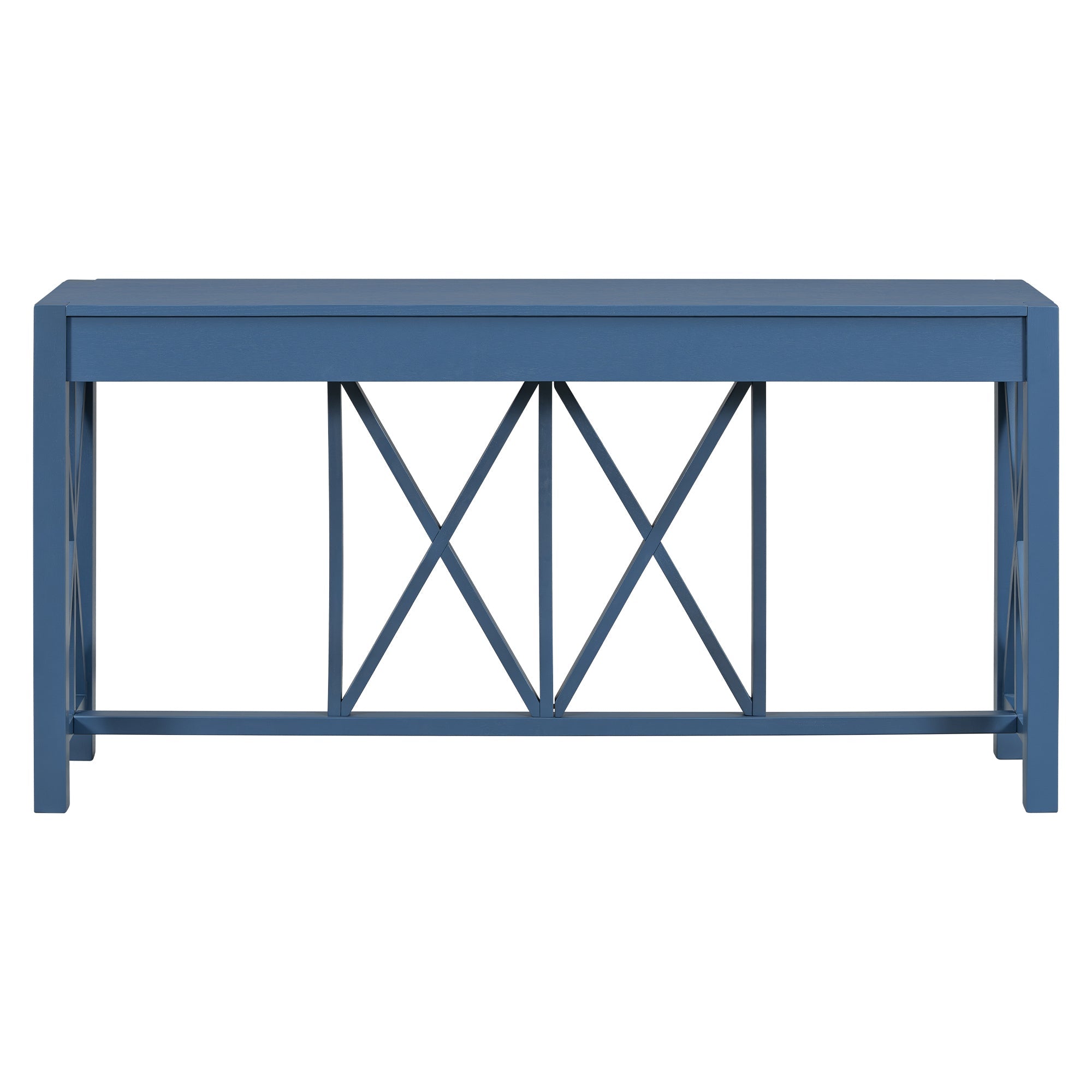 U_Style 60''Acacia Veneer Console Table with 4 Spacious Drawers, Modern Crisscross Design Entryway Table with Open Bottom Storage,Farmhouse Sofa Table for Living Room,Kitchen,Dining Room,Hallway