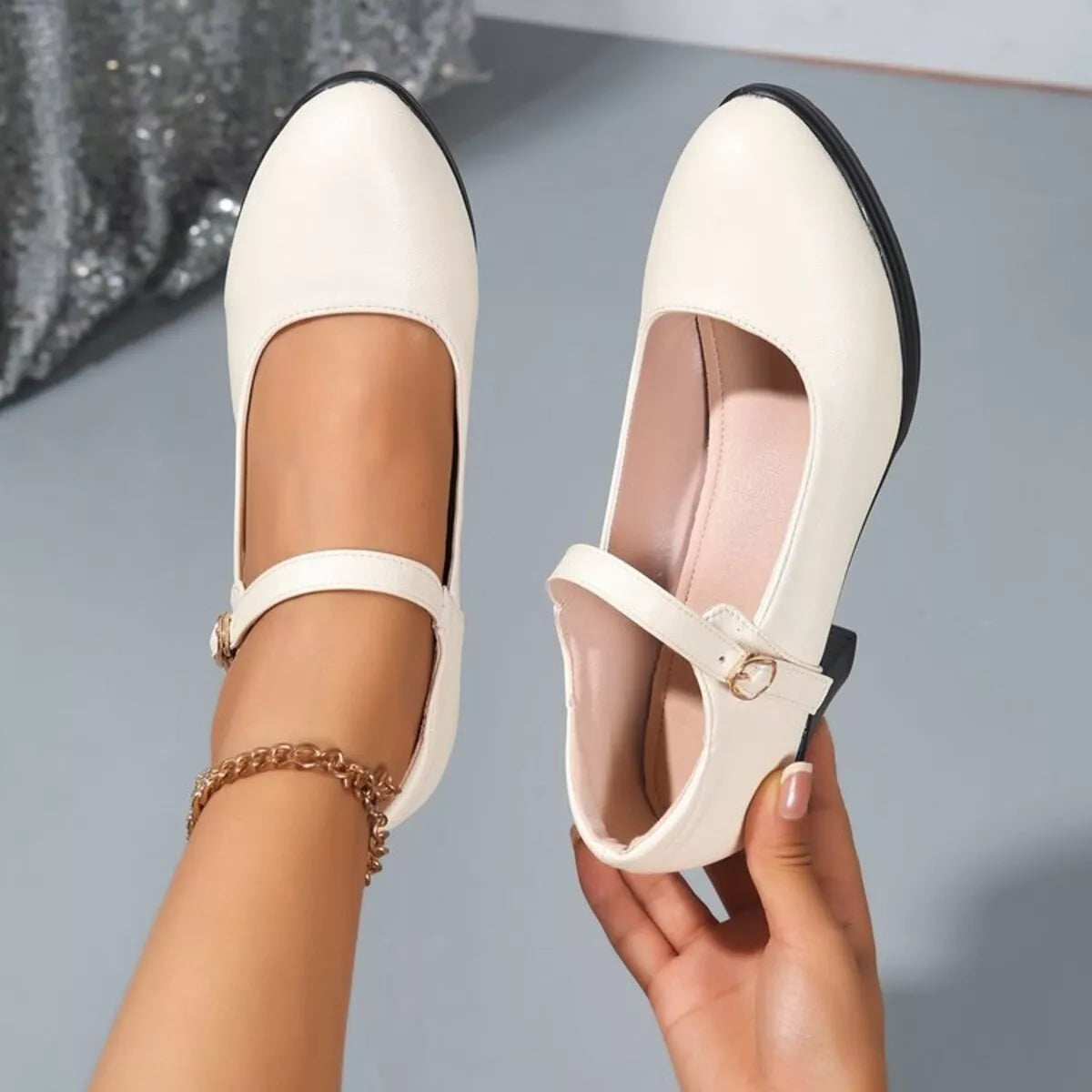 Buckle Block Heels Pumps
