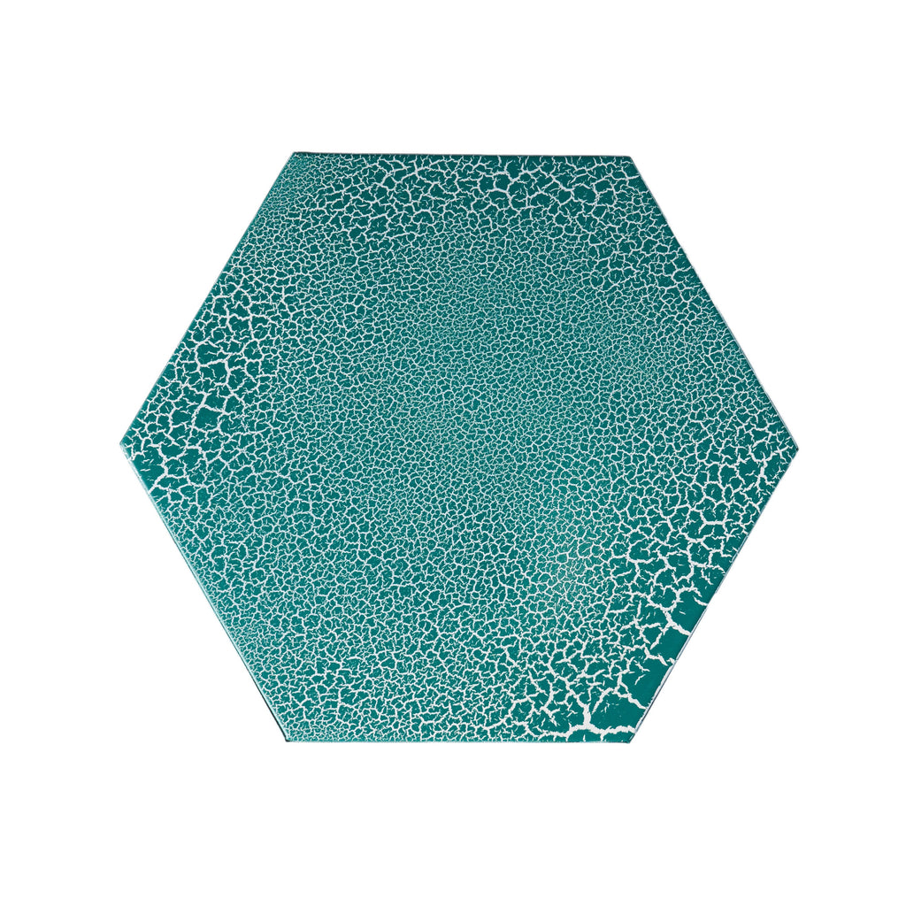 ELIANA Modern 12' Side Table with Iron Frame in Teal Finish