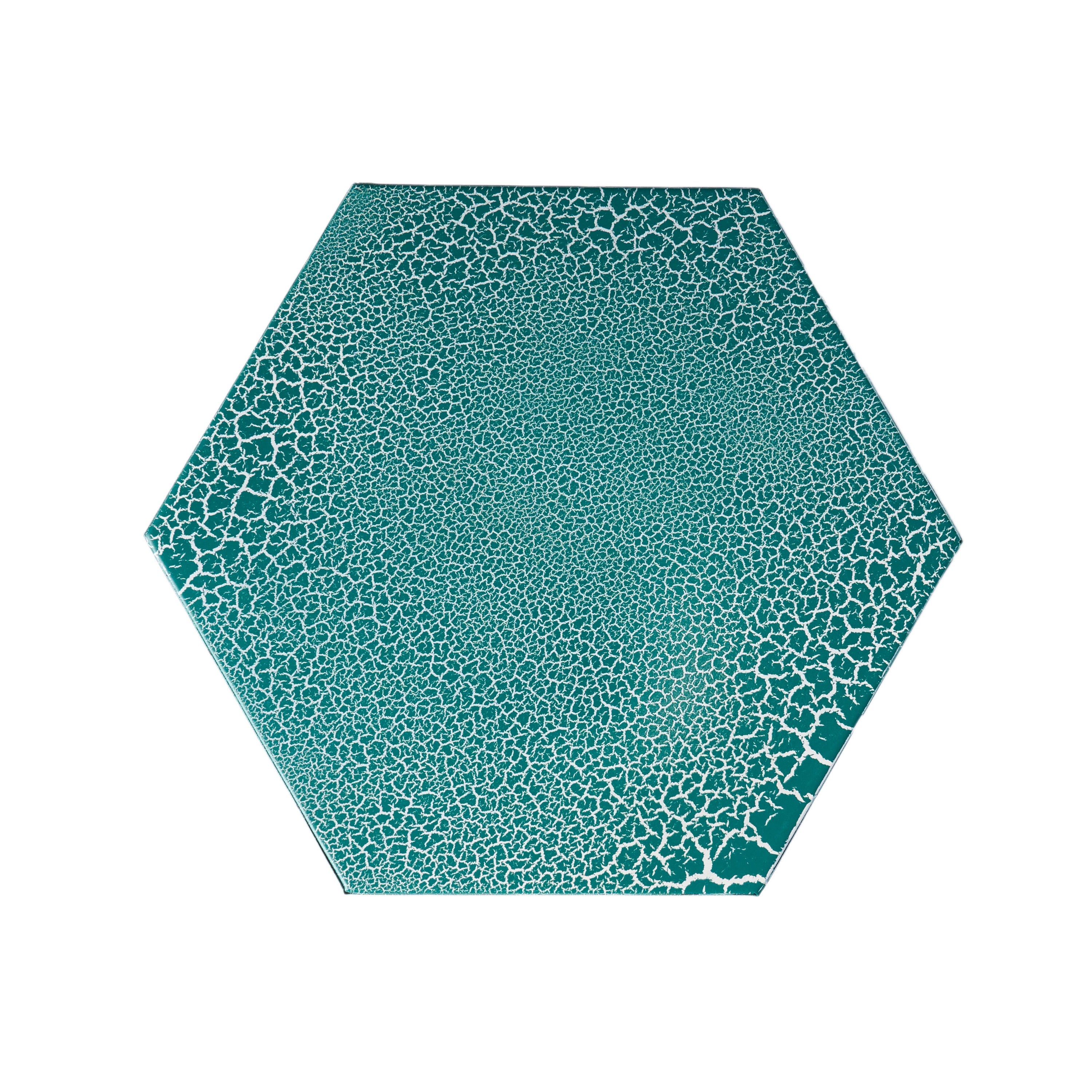 ELIANA Modern 12' Side Table with Iron Frame in Teal Finish